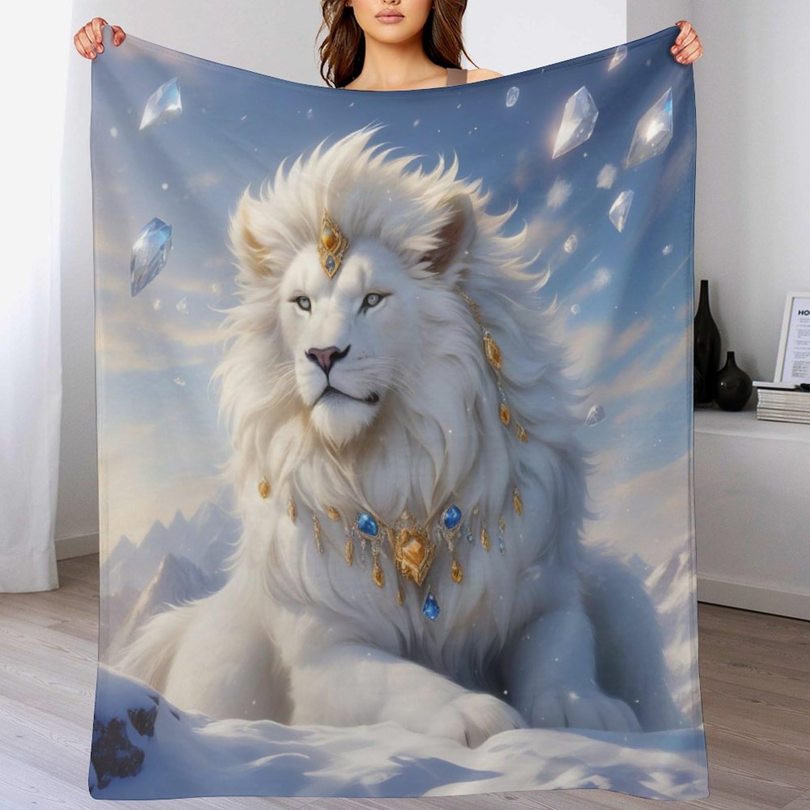Manta de peluche de león de 140 x 180 cm ideal para regalar