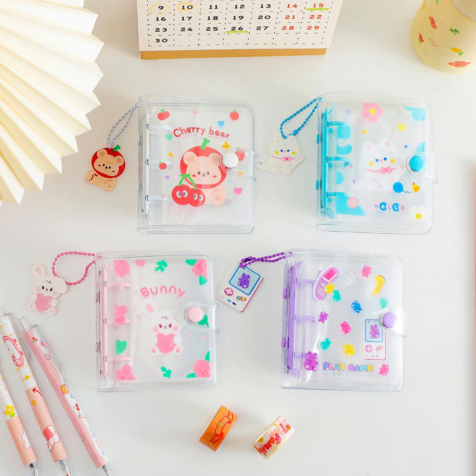 Juego de 10 bonitos álbumes de fotos, 10 bolsillos, soporte para identificación con colgante para tarjetas de fotos, color blanco