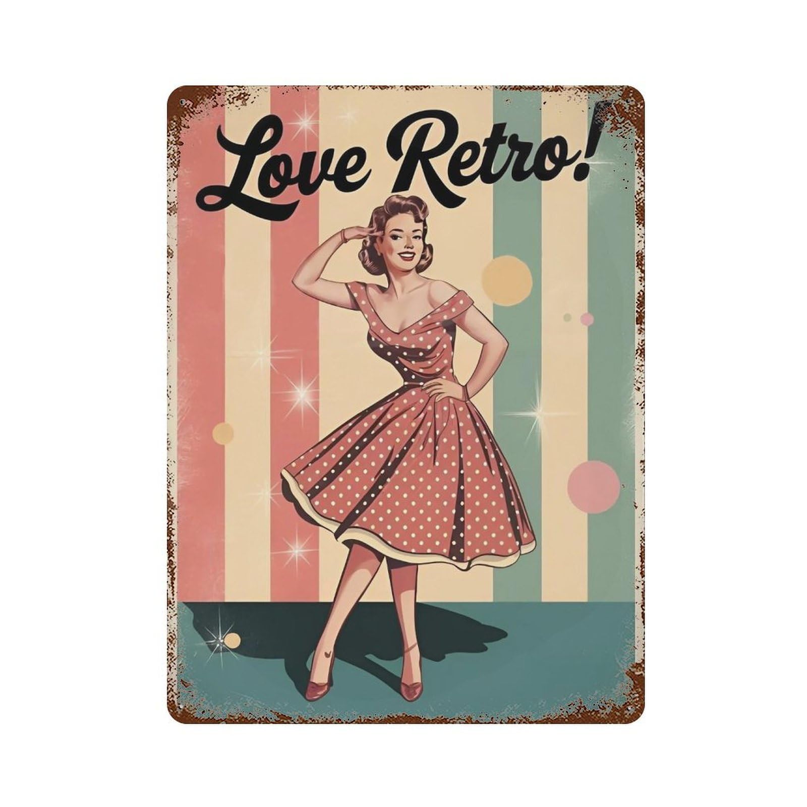 YHGERTKU Lady Wall Art Retro Iron Vintage Metal Tin Sign Poster Modern Decor for Living Rooms Gift 40x30cm