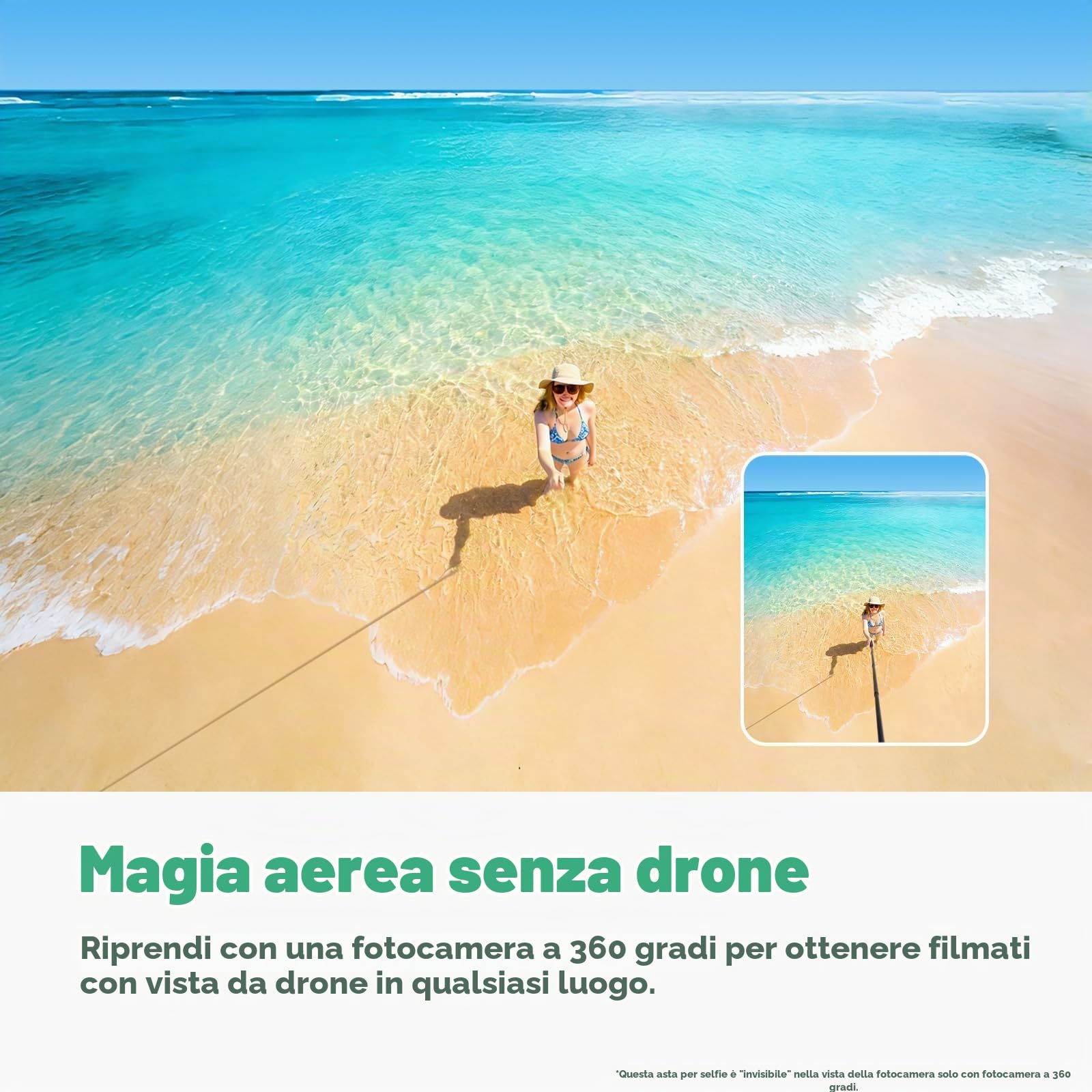 AKASO Bastone per selfie invisibile in fibra di carbonio, 3 m, per AKASO 360, Insta360 One X2, X3, X4, X5, DJI, Osmo 360 e altre action cam