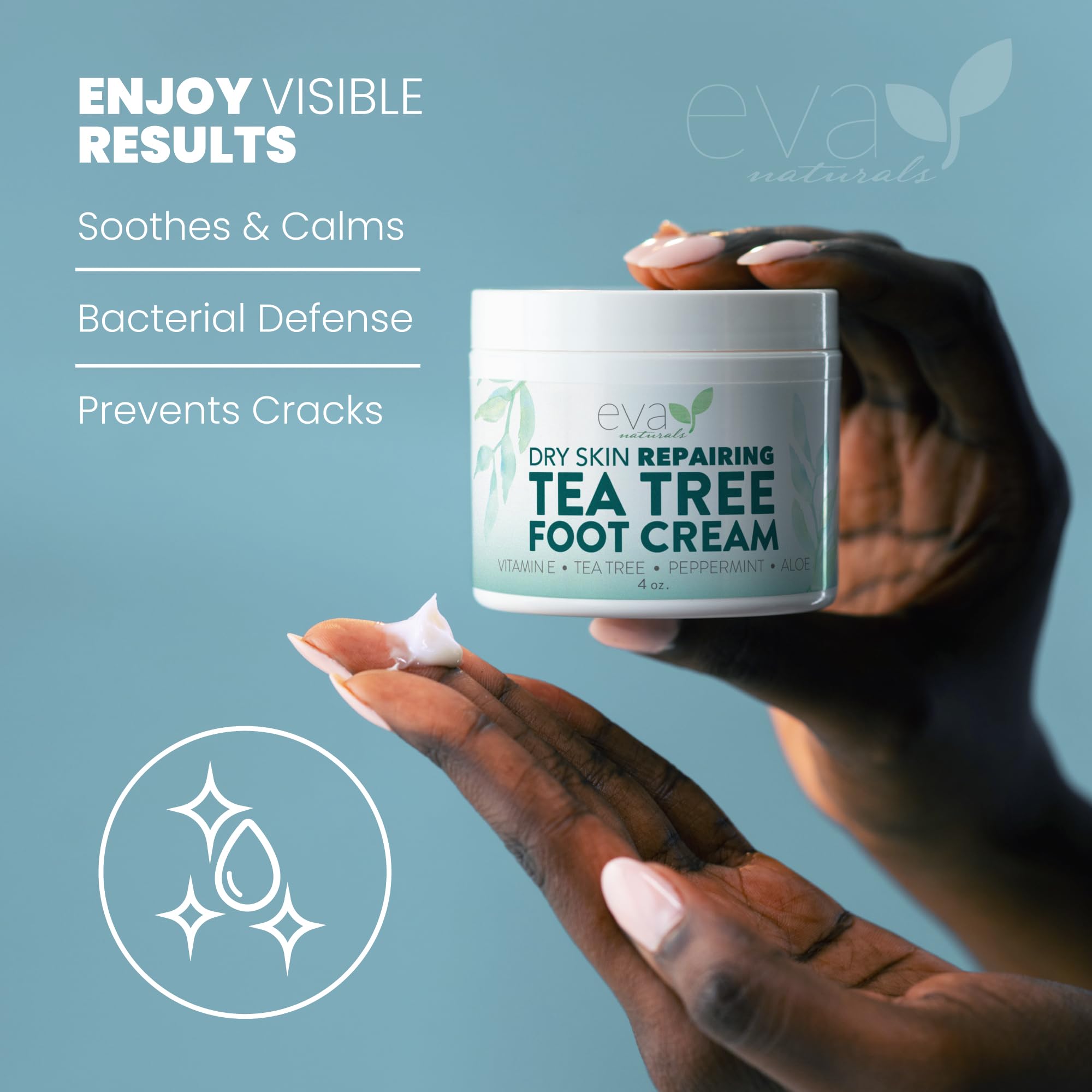 Crema de pies de árbol de té - Loción para pies con menta, mentol y menta verde - Tratamiento calmante para pies para talones y pies secos agrietados 4