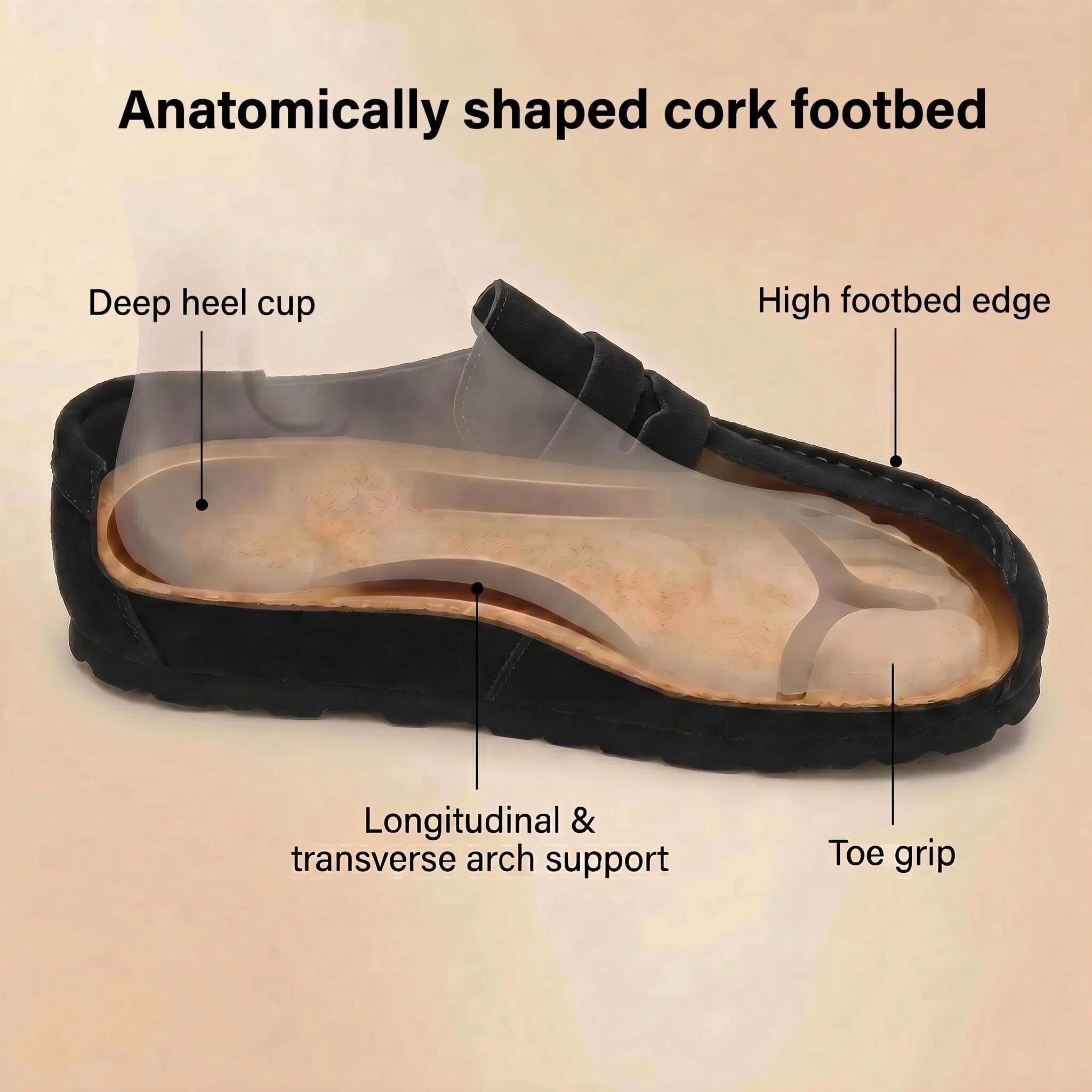 Como Cocooned – Unisex Geschlossene Pantoletten aus Echtleder | Atmungsaktiv & rutschfest | Kork-Fußbett & Eva-Sohle |Clogs & Freizeitschuhe für Damen und Herren