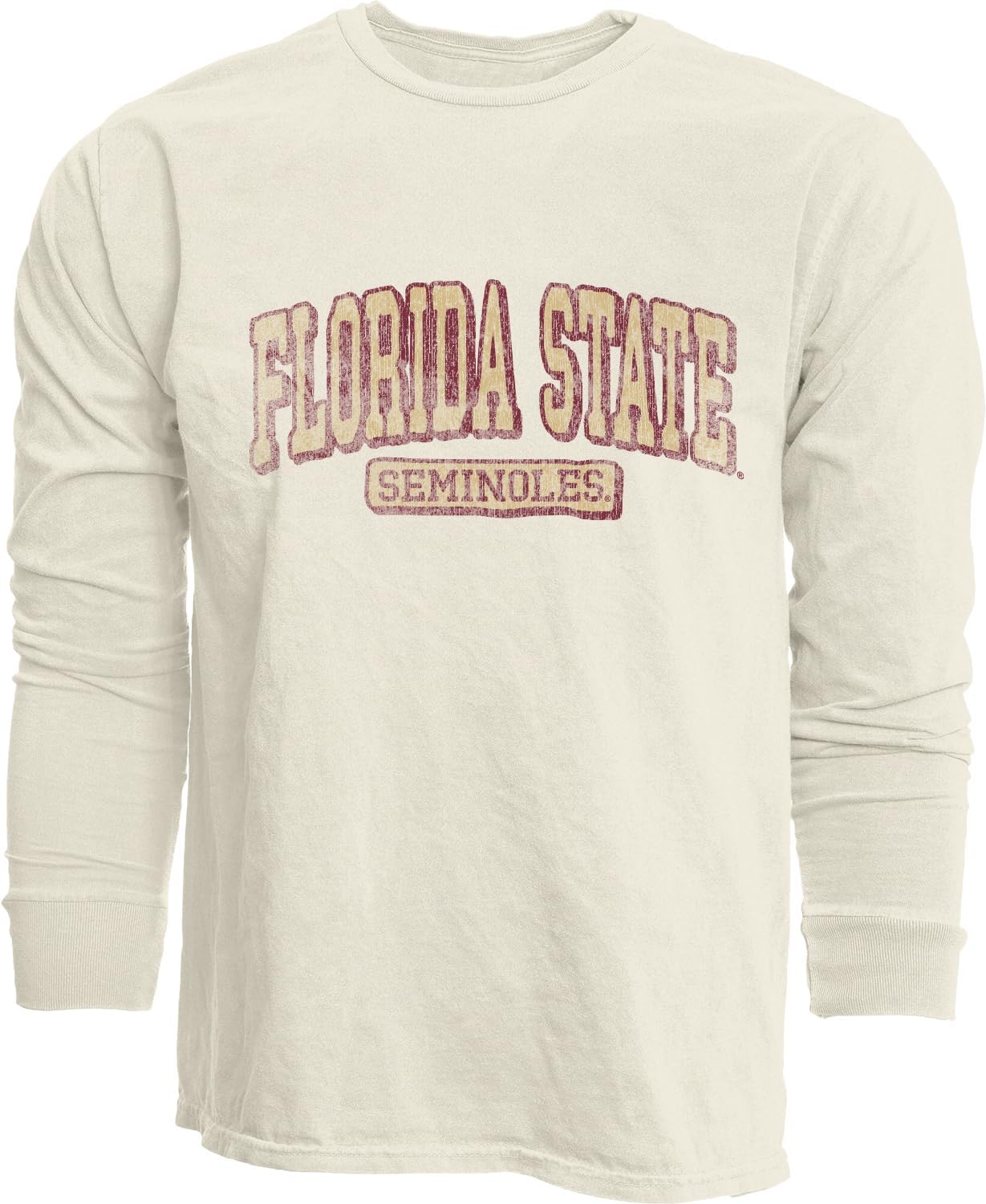 Blue 84 NCAA Unisex-Adult NCAA Officially Licensed Long Sleeve T-Shirt Ivory Dyed Ringspun Vintage