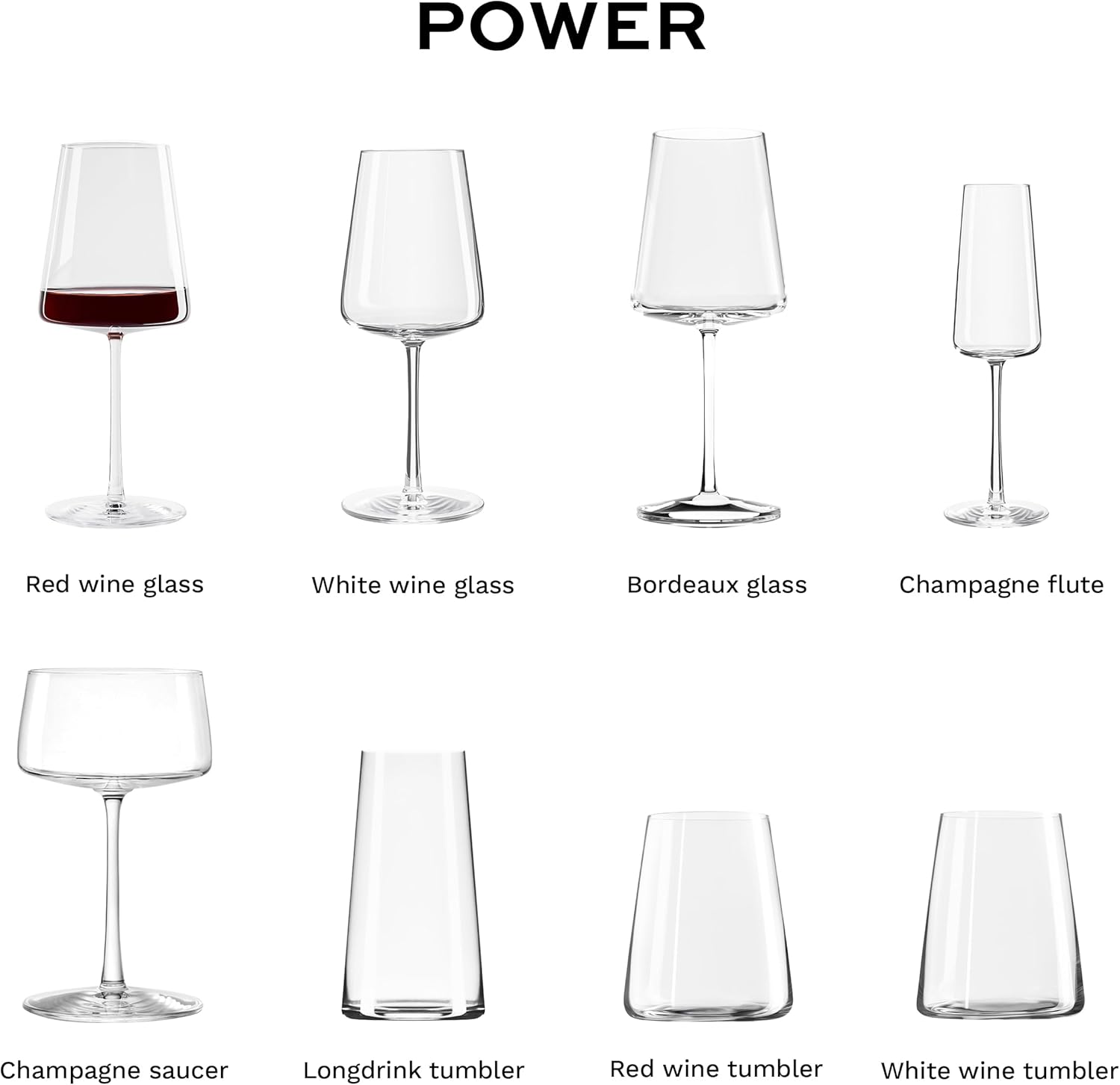 Stölzle Lausitz Red Wine Glasses Power Set of 4, 17 1/2 oz – Premium Glasses for Full-Bodied Wines – Modern Red Wine Glasses with Angular Design for Maximum Flavor – Dishwasher- & Break-Resistant