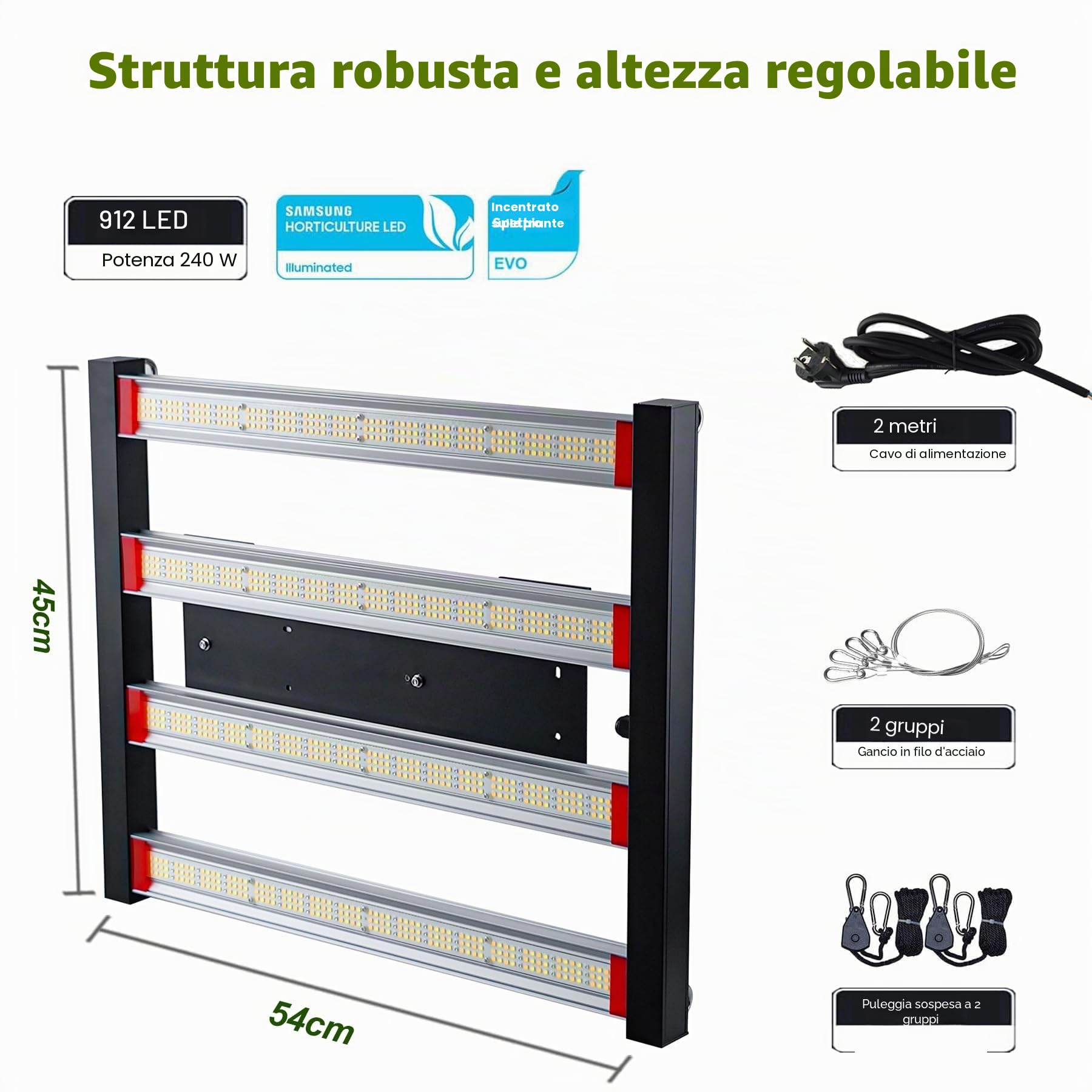 ICEKO 240W Lampada LED per Piante da Interno, Luce di Coltivazione a Spettro Completo 3x3ft, Grow Light per Indoor Veg e Bloom