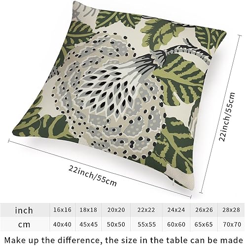 Miniatura 2 de ArogGeld Funda de cojín cuadrada de flores blancas y verdes, color gris, negro, floral, verde, hojas, chinoiserie, almohada chic a cuadros para