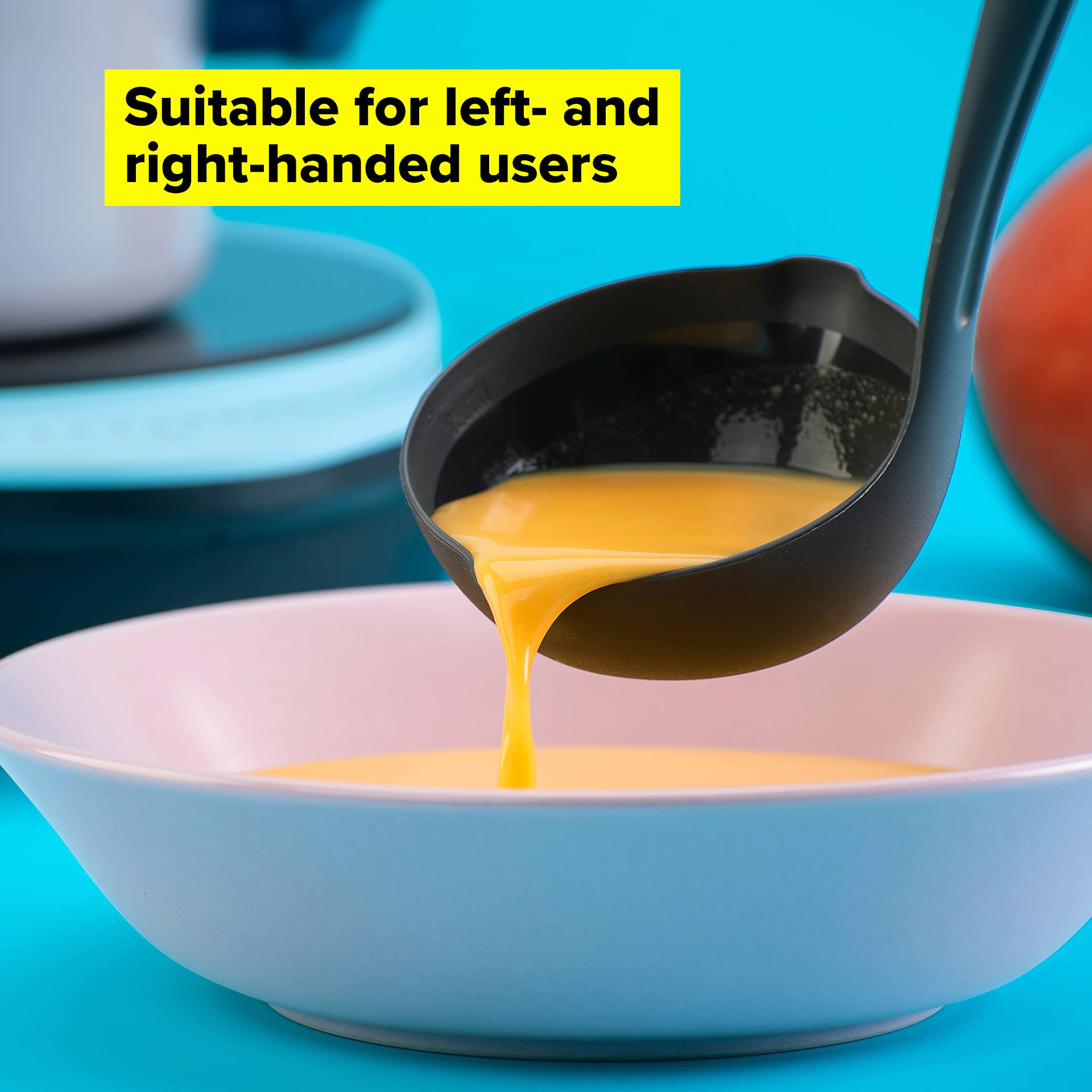 Tasty Everyday Soup Ladle - Left & Right Handed, Soft-Touch Handle With Measurements (34cm)