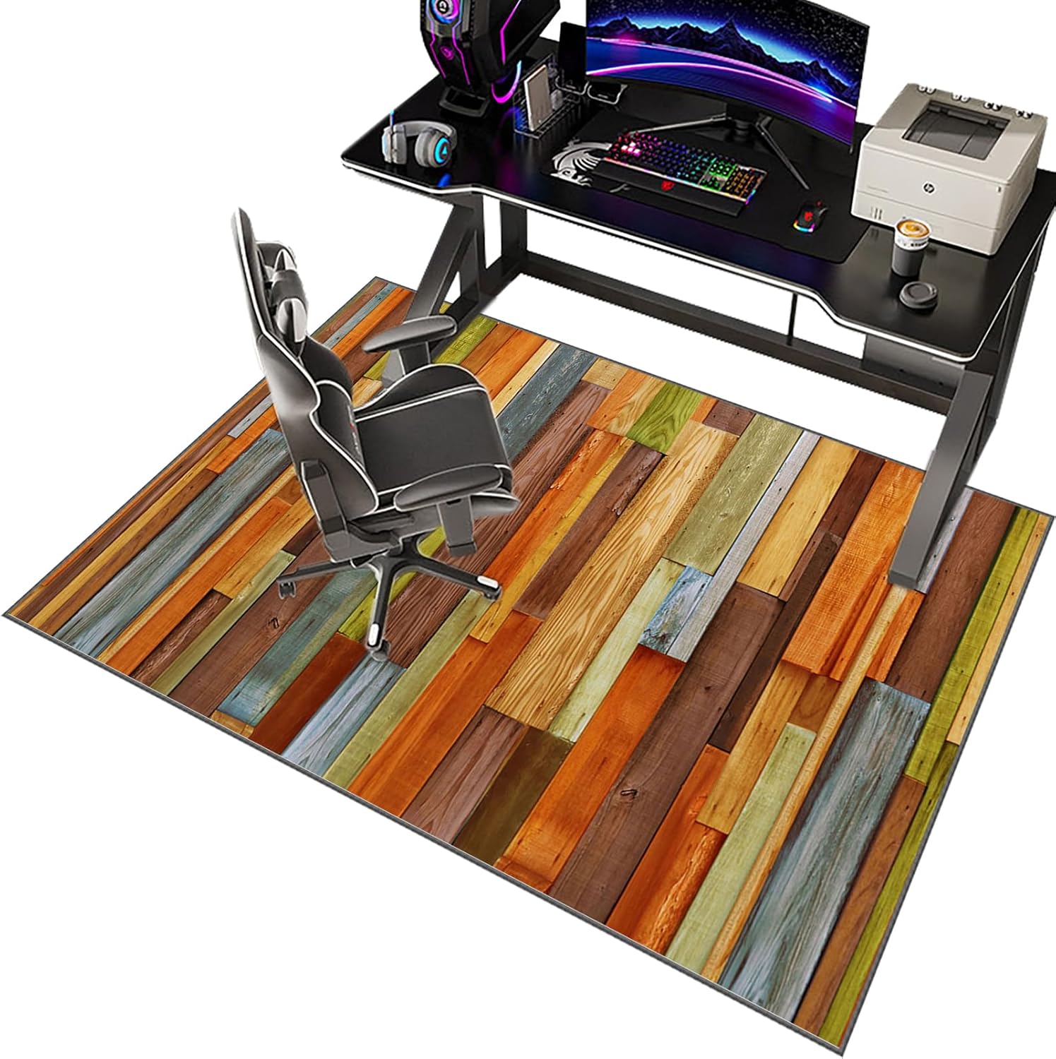 Gaming Rug 180 x 200 cm Chair Mat for Gaming Chairs Carpet Protector Mat for Office Chair Computer Desk Mat for Hardwood Floors Ideal for Gamers