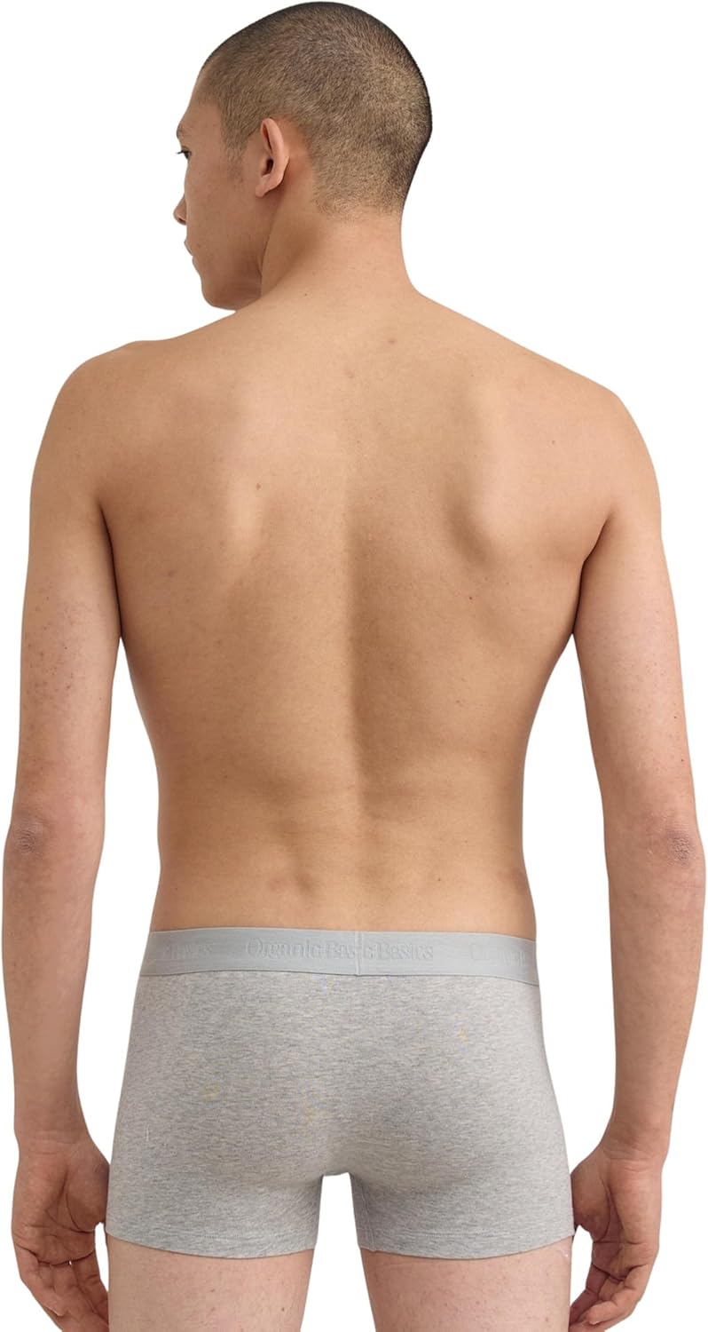 Organic Basics Men's Core 3" Organic Cotton Boxer Trunk Underwear 3-Pack, Artichoke/Grey Melange/Black, X-Large - Image 3