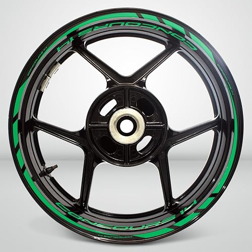 Miniatura 2 de Stickman Vinyls Adhesivo adhesivo reflectante verde para llanta de motocicleta compatible con Kawasaki Concours 14