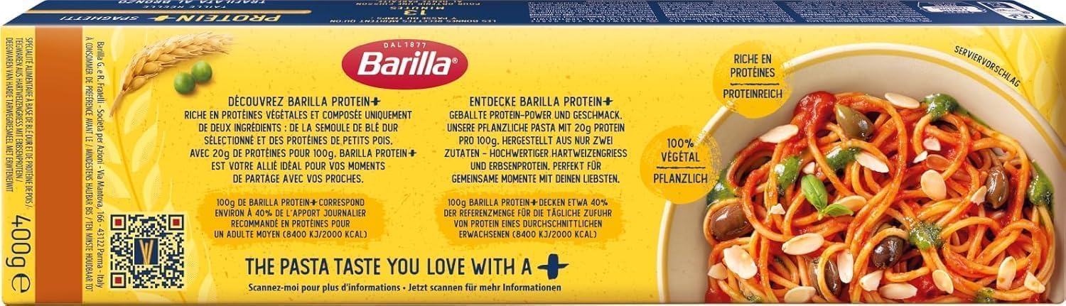 Italian Gourmet Bundle 24x Barilla Protein+ Spaghetti 400g + Italian Gourmet Polpa, proteinreiche Pasta, Spaghetti mit 20g Protein pro 100g, Vorratspack, italienische Nudeln, Hartweizengrieß