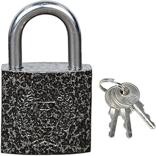 Harrison Luggage Lock C I-0320 Key Padlock with 3 Keys Mild Steel Solid Body Hardened Shackle Suitable for Suitcase Lock, Bag Lock, Bagpack Lock, Small Lock (Grey, Painted Finish)