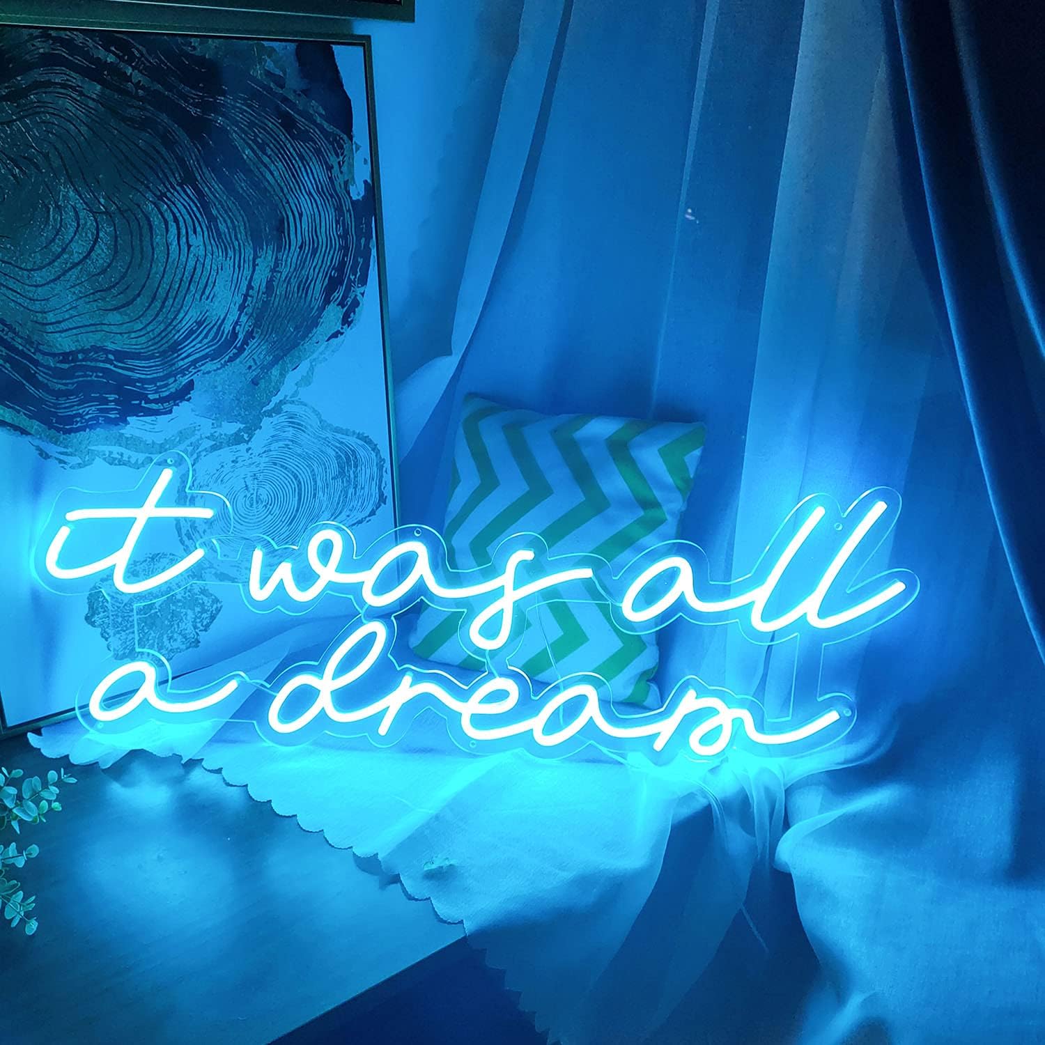 it was All a Dream Neon Sign Flex Led Neon Light Sign Led Logo Custom Neon Sign Bride Party Room Decoration (Warm White) (Ice Blue)