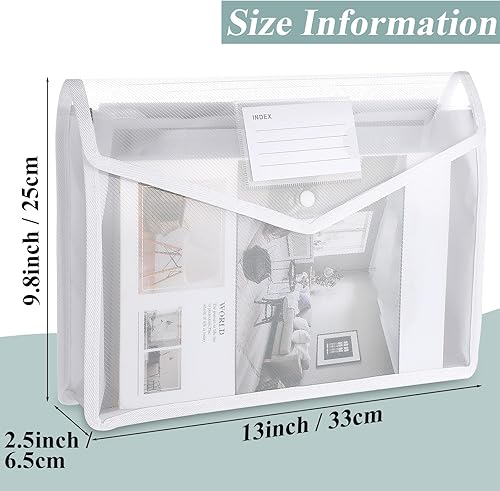 Vista 23 de Carpetas de plástico para archivos, 10 piezas, sobre expandible, carpeta organizadora de documentos con cierre a presión y bolsillo, bolsa Negro