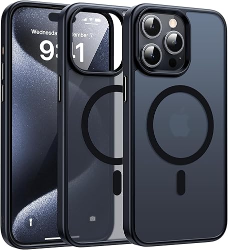 Meifigno Natural Mag Series - Funda para iPhone 15 Pro, protección de grado militar, compatible con MagSafe, parte trasera translúcida mate con