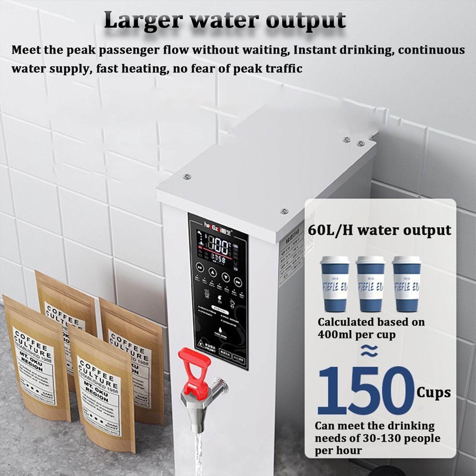 Dispensador Eléctrico De Agua Caliente, Calentador De Sobremesa con Panel De Control Digital para Té, Café Y Postres.,Black