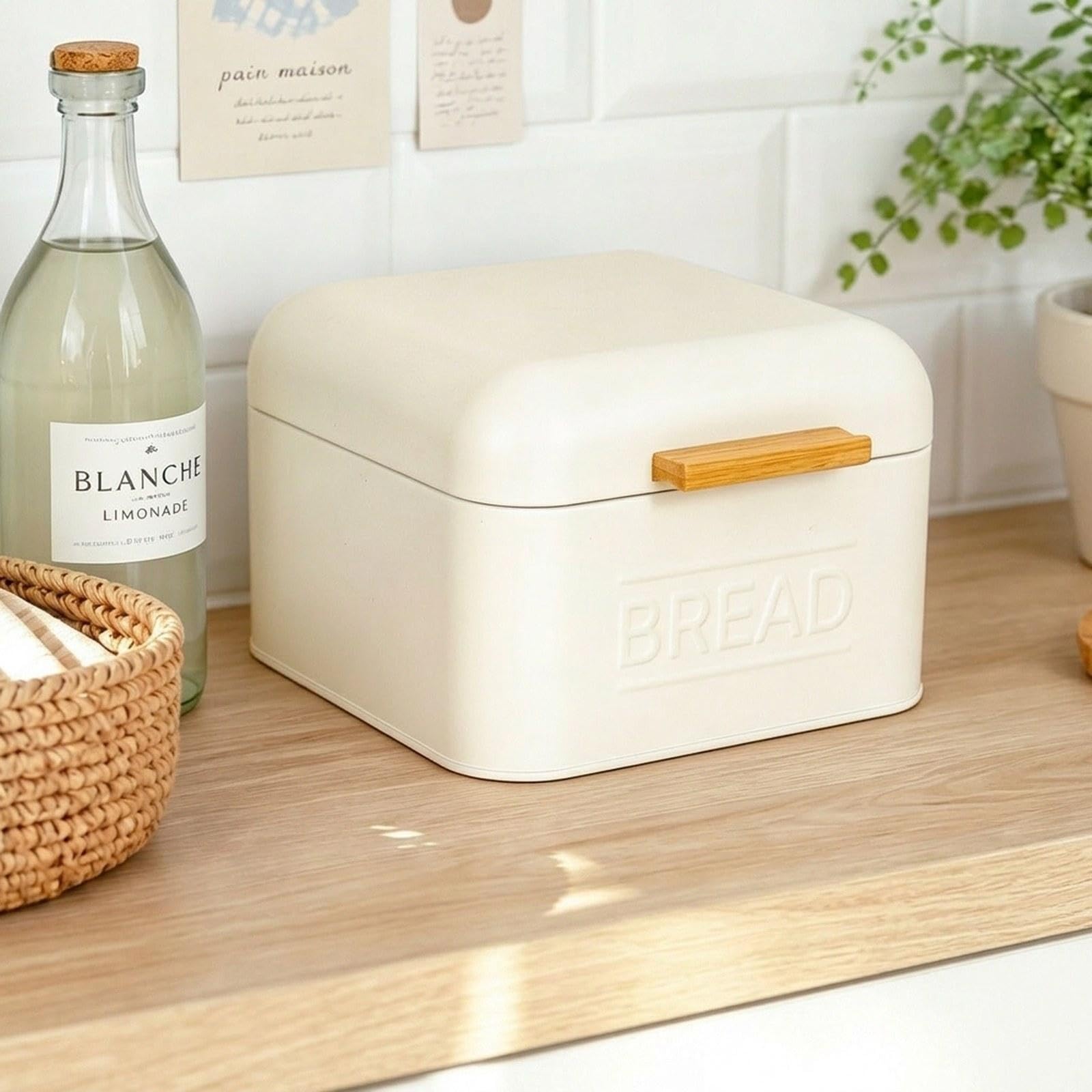 Contenedor Retro Metálico Multipropósito con Mango para Almacenar Pan Repostería Adecuado para Cocina Hogar Panadería