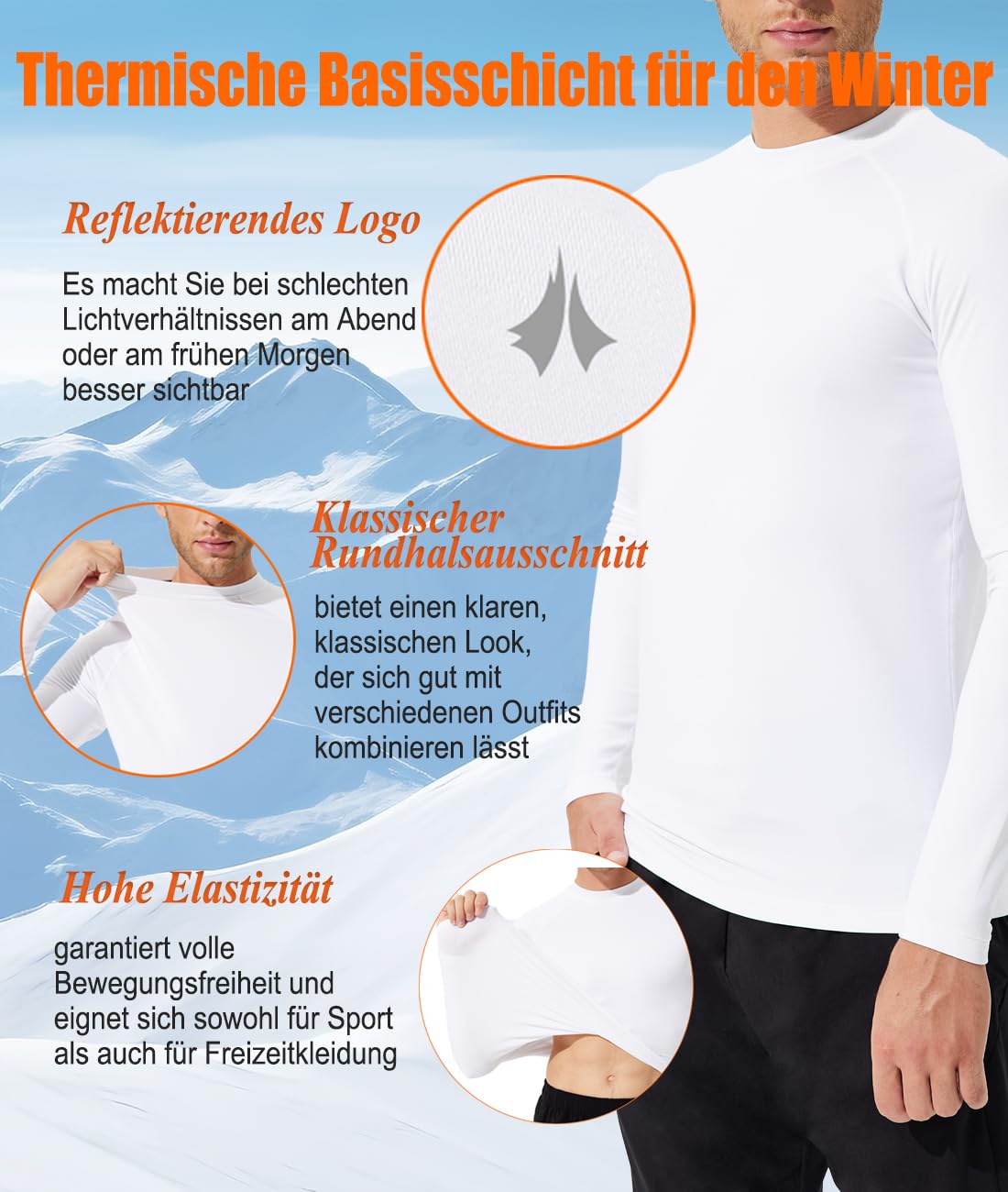 Maglia Termica Uomo Maniche Lunghe Maglietta Intima Invernale Abbigliamento Termico Corsa Ciclismo Escursionismo Sci