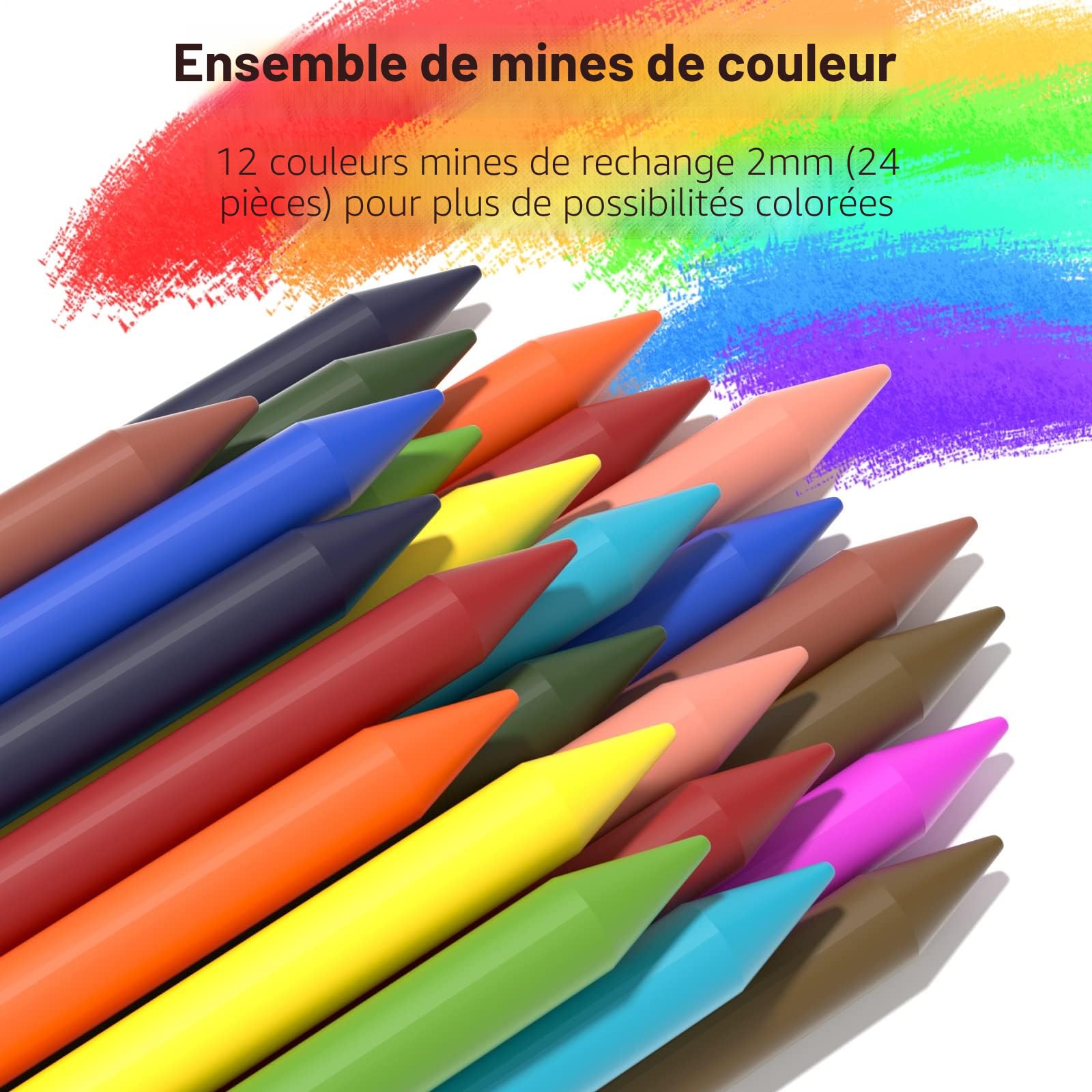 Four Candies Criterium Dessin, Esquisse Crayon Mécanique Porte Mines en Métal 0,5. 0,7. 0,9 . 2 mm (Coloré HB 2H 2B 4B) Jeu de 25