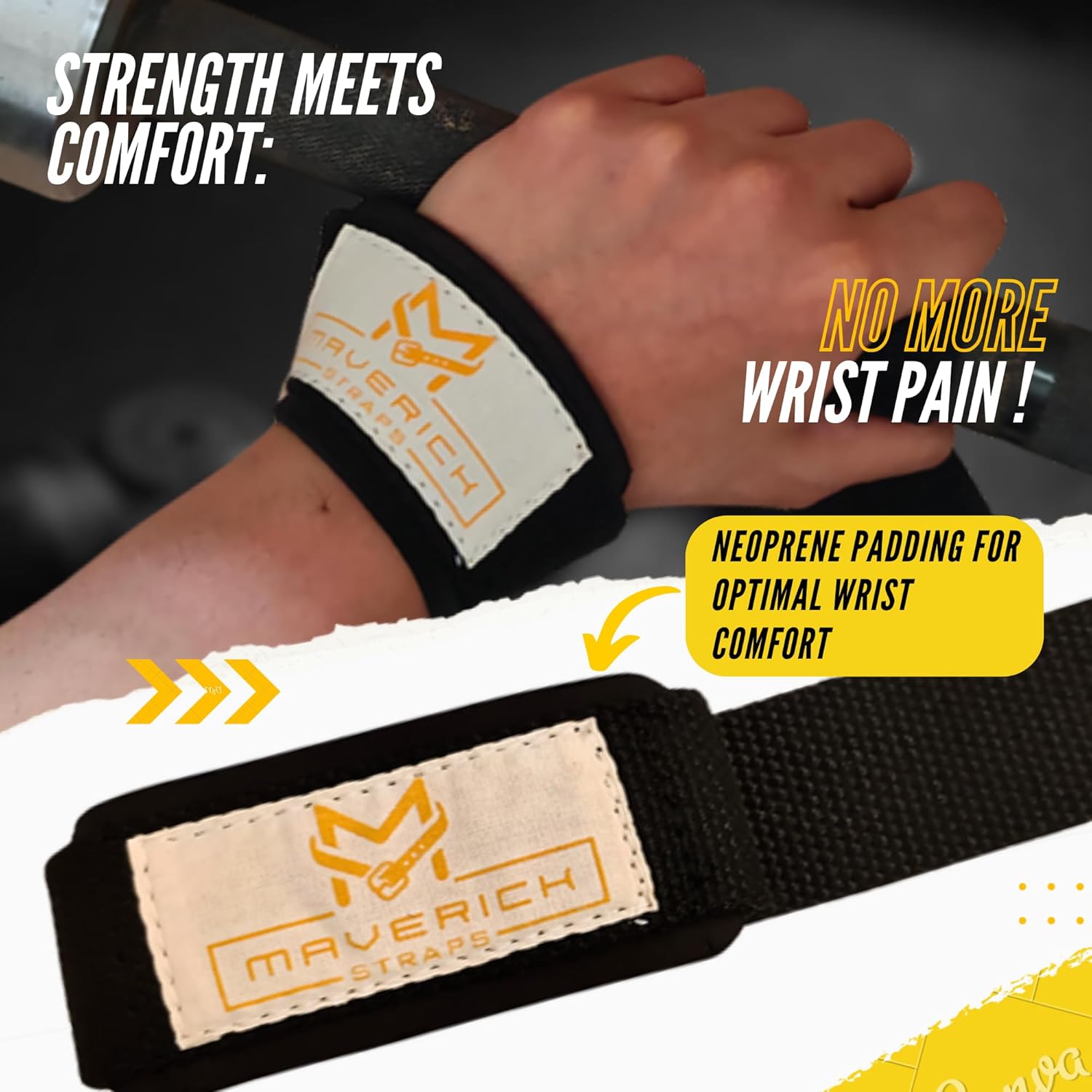 Padded Weight Lifting Wrist Straps for Weightlifting, Bodybuilding, Powerlifting, Strength Training, Pull-Ups & Deadlifts | Gym Accessories for Men and Women - Cotton