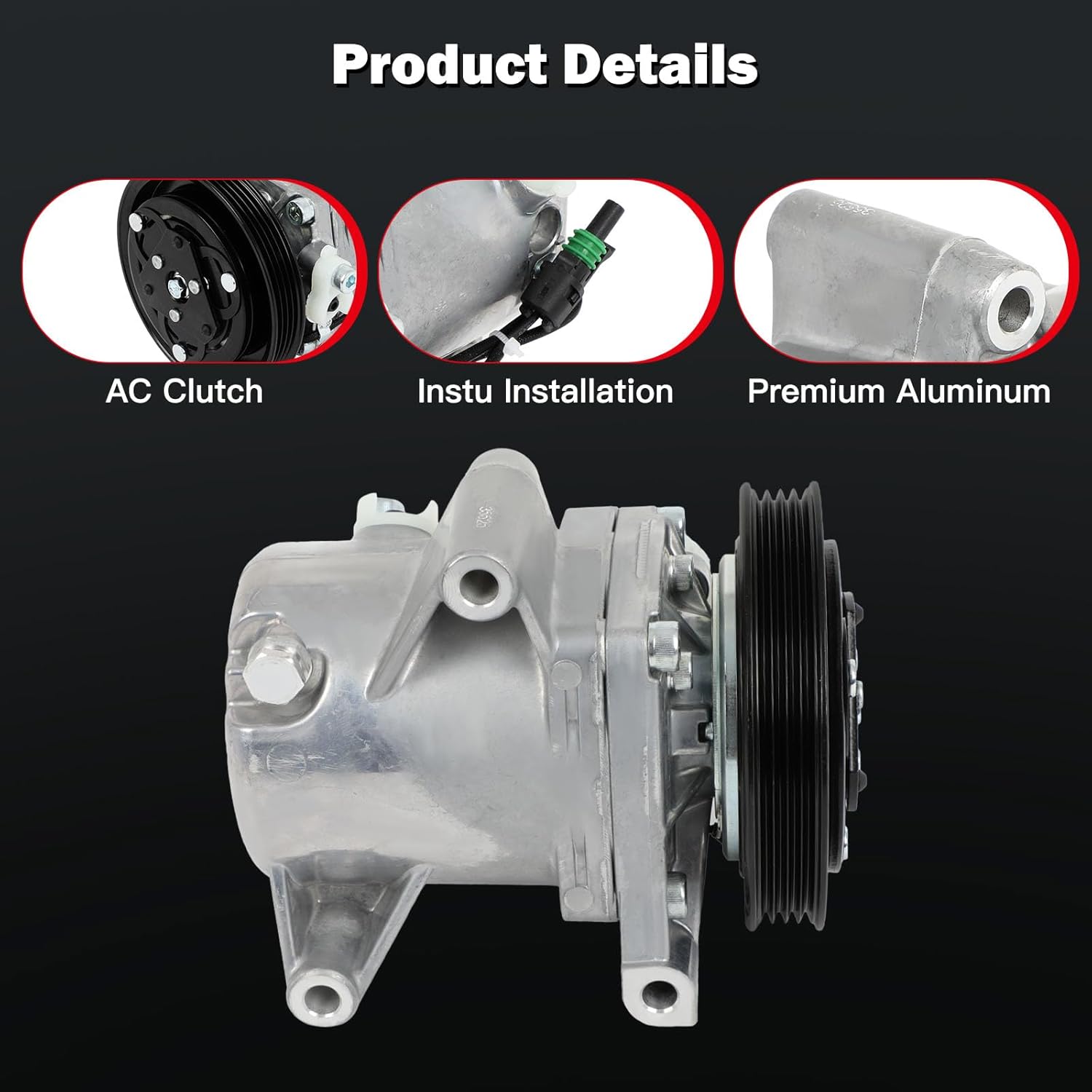cciyu Air Conditioning Compressor for Smart Fortwo 1.0L 2008-2015 Replaces AC Compressor for Car 4 Grooves