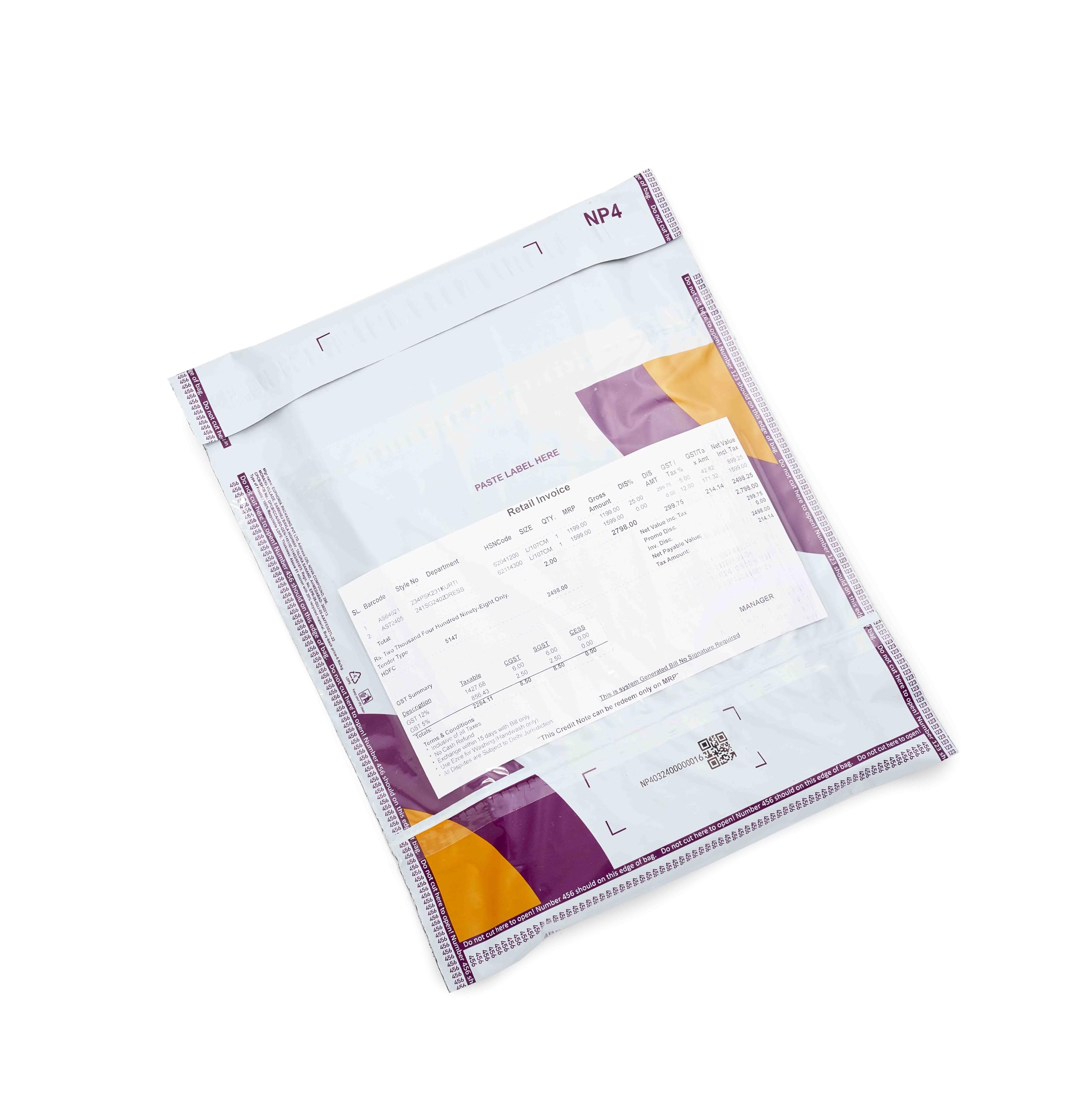 meesho courier bag with pod combo packs | 51 micron | with qr code | shipping bag | cover | envelopes | pouches | tamper proof security polybag (50, opaque, 10x12)