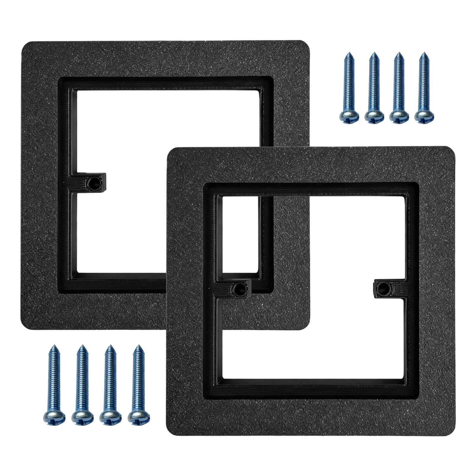 Acoustic Wall Panel Socket Surround – 2 Pack Black Single Gang, for UK Sockets & Switches, with 8 Screws (4x50mm+4x30mm), No Drilling Required