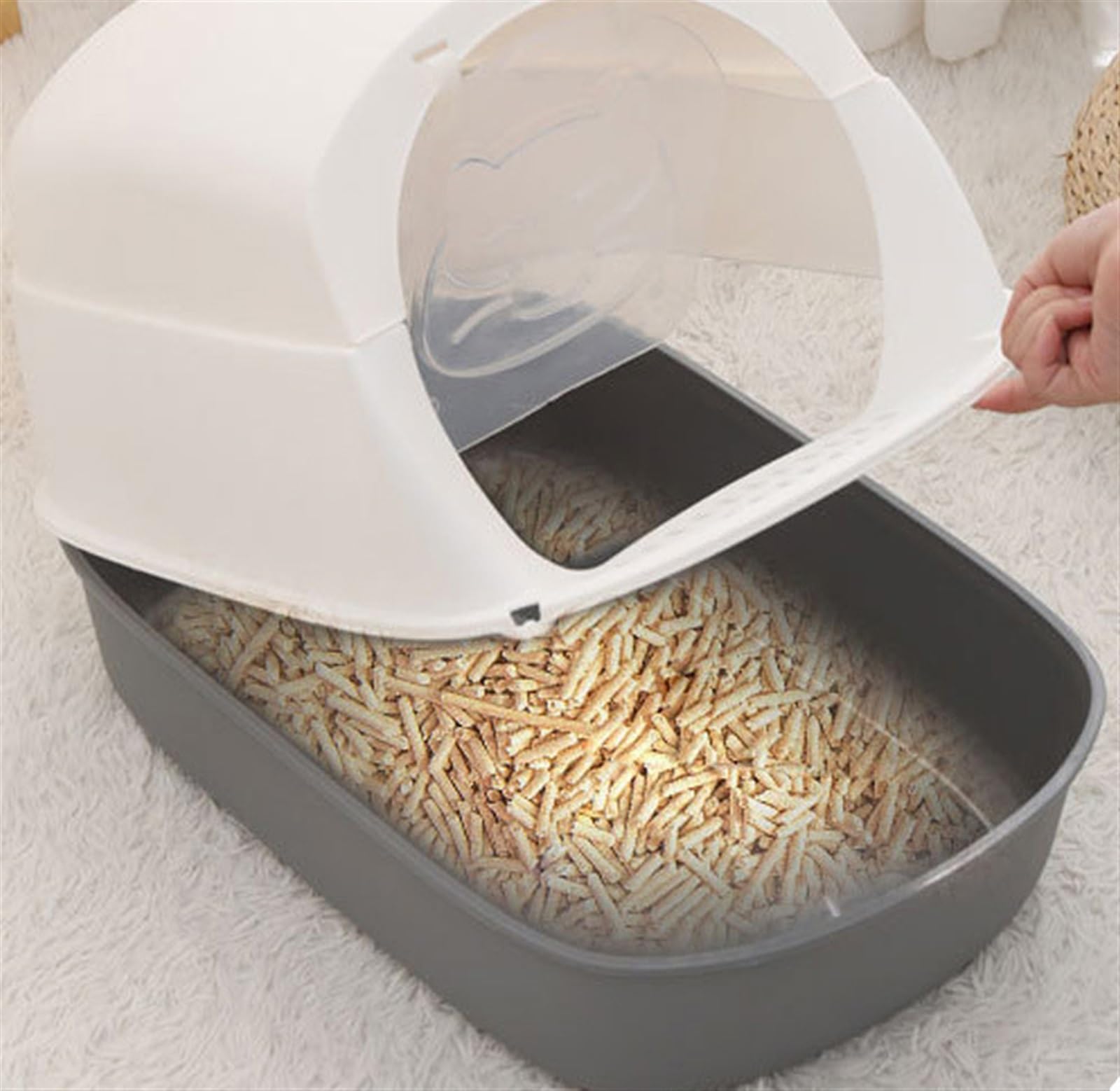 Caixa de Areia para Gatos Orinal Con Capucha Para Gatos Y Gatitos, Inodoro Cerrado Para Gatos, Reutilizable, Antisalpicaduras, Con Solapa Para Puerta Delantera, Accesorios Para Mascotas Arenero Gatos(