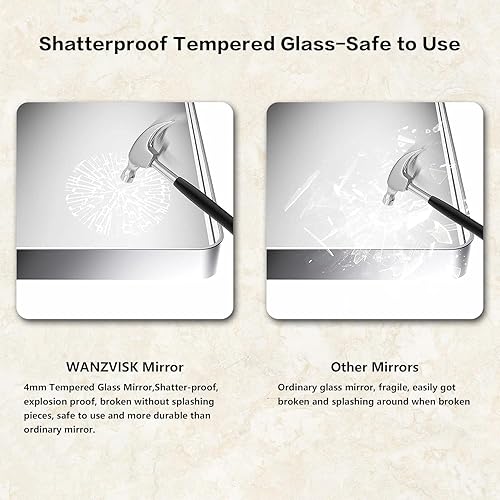 Miniatura 7 de Espejos con marco plateado para baño, espejo rectangular redondeado de 24 x 36 pulgadas para pared, espejo de tocador plateado mate con vidrio