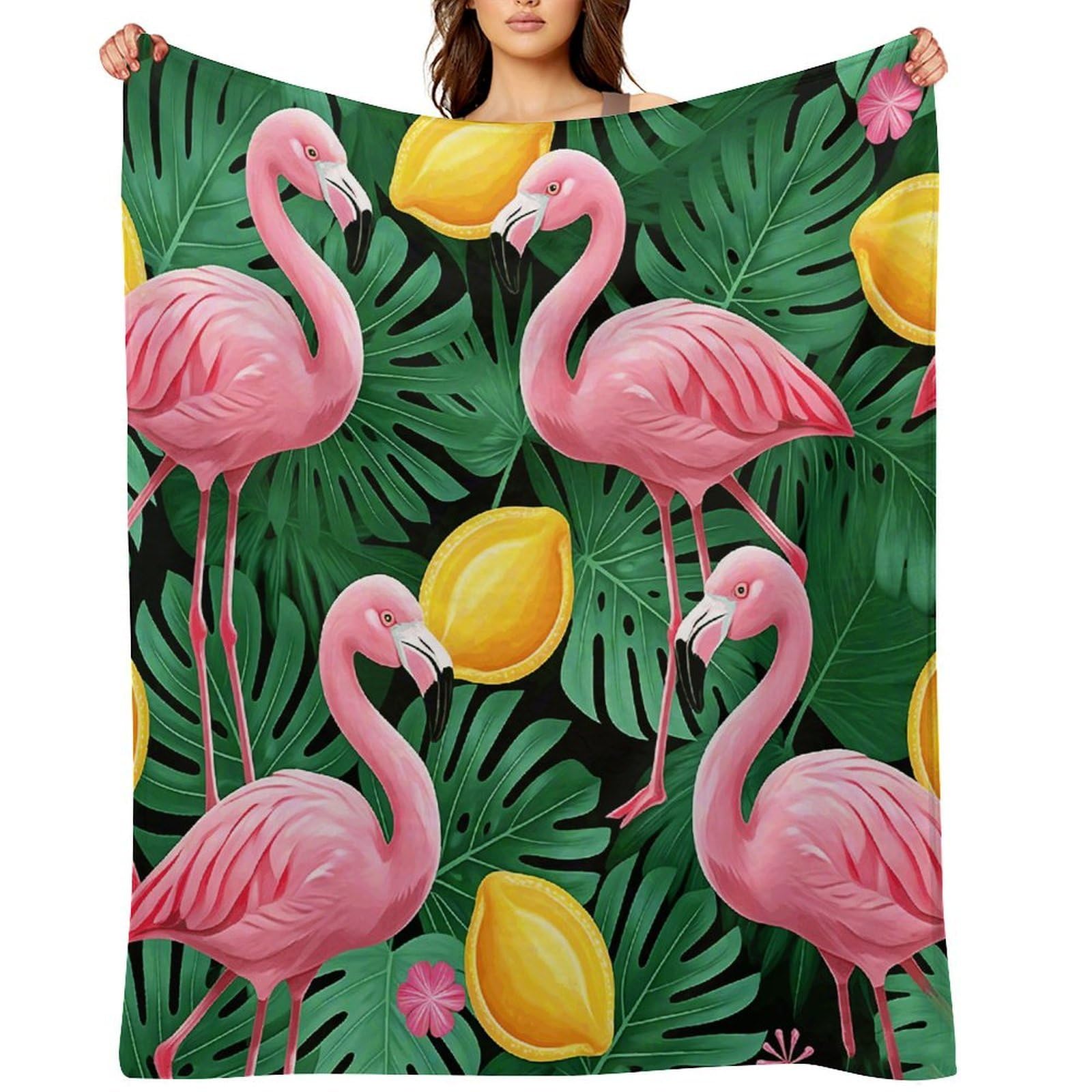 Cute Flamingo Throw Blanket for Couch and Bed Super Soft Warm Lightweight Throw Blankets Cozy Fuzzy Flannel Blanket Personalized Decorative Blankets for Sofa Decor 40"x50"