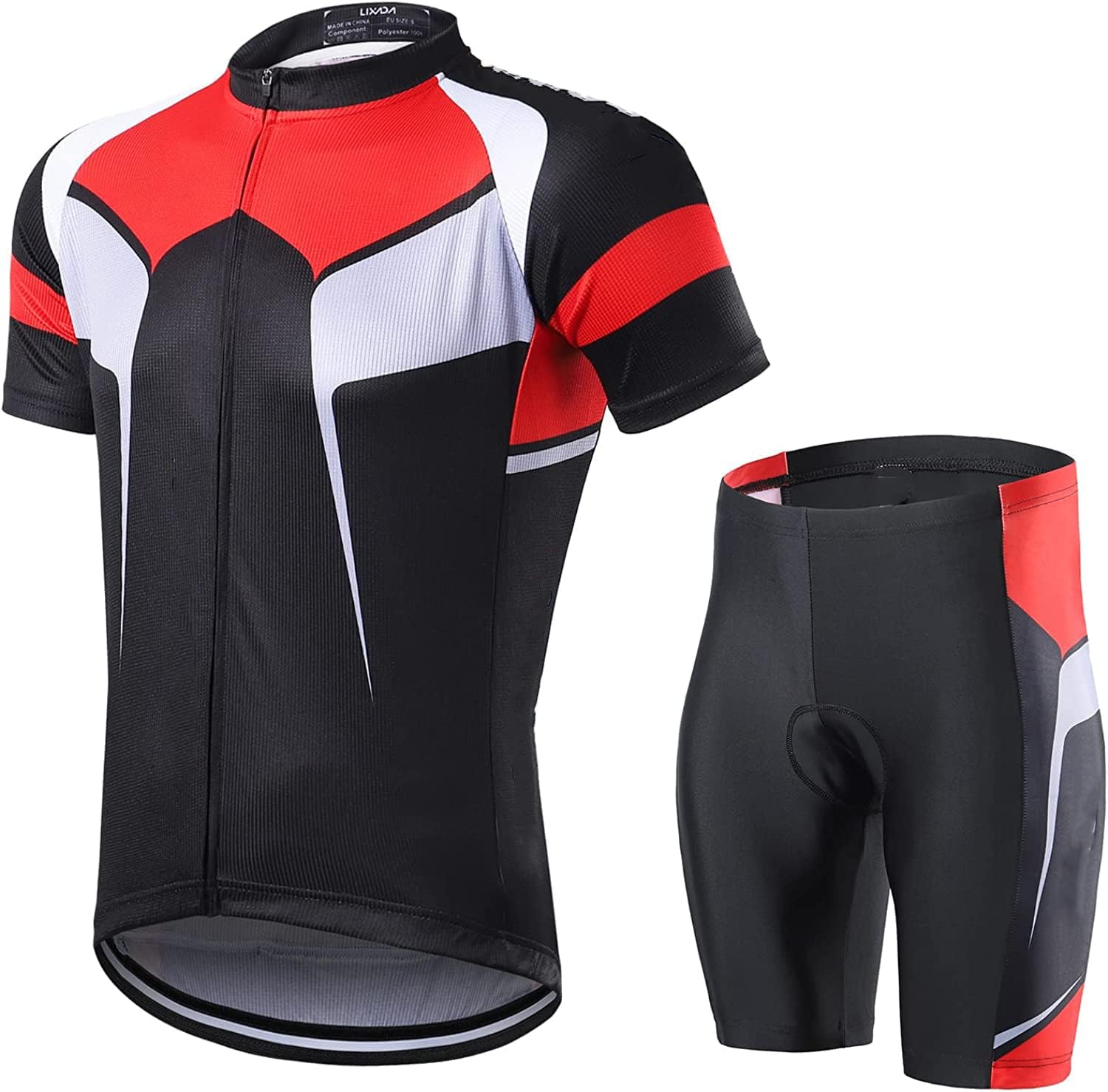 THE WHITE SHOPTHE WHITE SHOP Men's Cycling Jersey Set Bicycle Short Sleeve Set Quick-Dry Breathable Shirt with 3D Cushion Shorts Padded/1/M