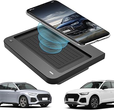 Car Wireless Phone Charger for Audi Q5 SQ5 2022 2021 2020 2019 2018 2017 Center Console Accessories, 10W ABS+PC Fast Phone Charging Pad Mat for Any Qi PhoneA