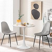 Vista 6 de Giantex White Round Dining Table, 32-inches Modern Tulip Kitchen Table with 0.9” Thickened Tabletop & Sturdy Metal Pedestal, Mid-Century Leisure