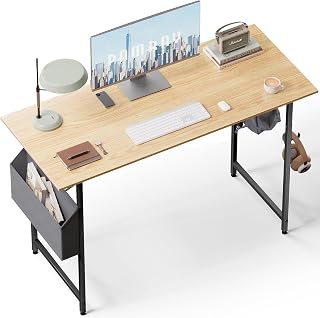 STAR WORK Engineered Wood Modern Simple Powder Coated Computer Study Writing Table Desk with 2 Hooks, Storage Bag Writing ... Price In India