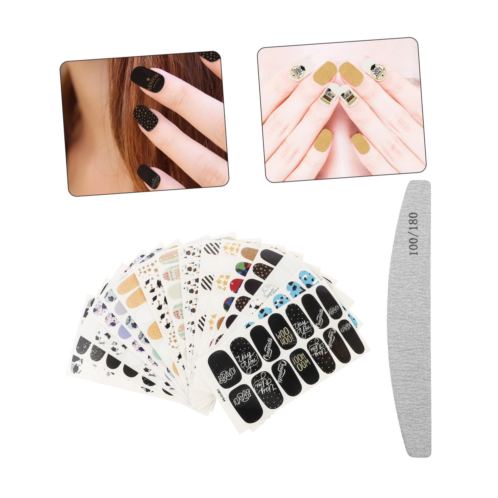 VALICLUD 3 Set Adesivi Per Unghie Francese Adesivi Per Chiodi Decorazioni Per Unghie Per Nail Art Toppe Per Unghie A Tema Laurea Decalcomanie Per Unghie A Tema Laurea Adesivo 16 Fogli*3