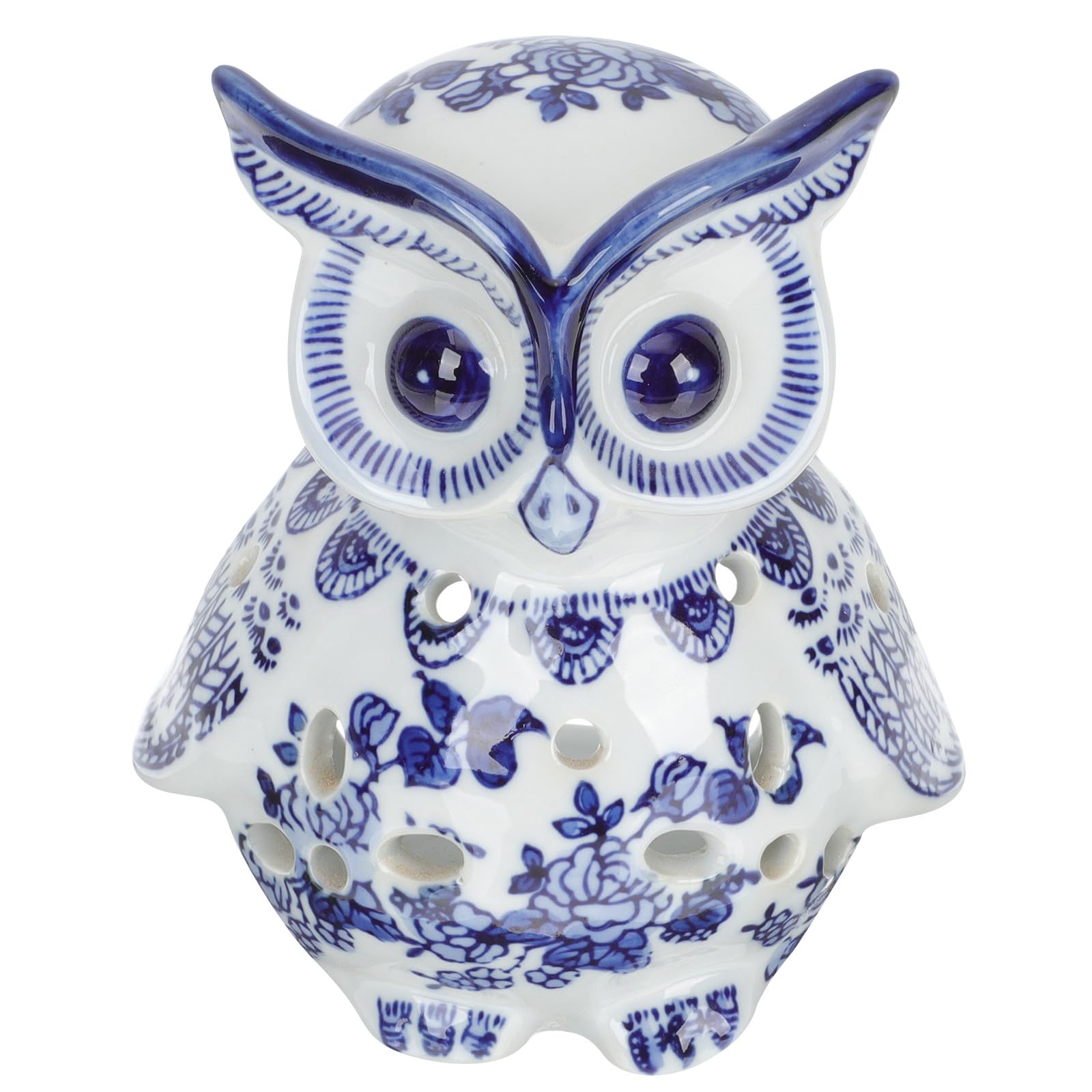 Chandelier hibou en porcelaine de haute qualité avec support bleu et blanc