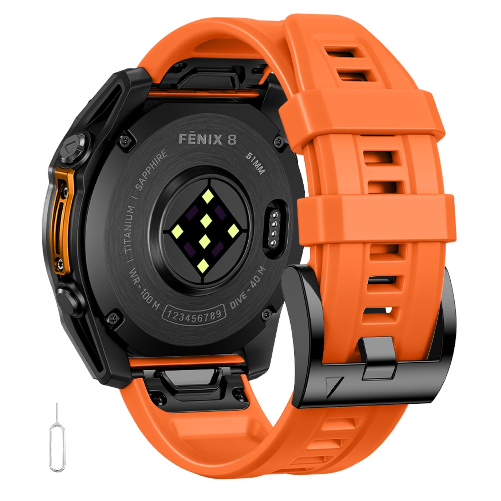 26mm Watch Band Compatible for Garmin Fenix 7X/ Fenix 6X/ Fenix 5X/ Fenix 8 51mm/ Tactix Delta,Soft Silicone Replacement Quickfit Bands for Garmin