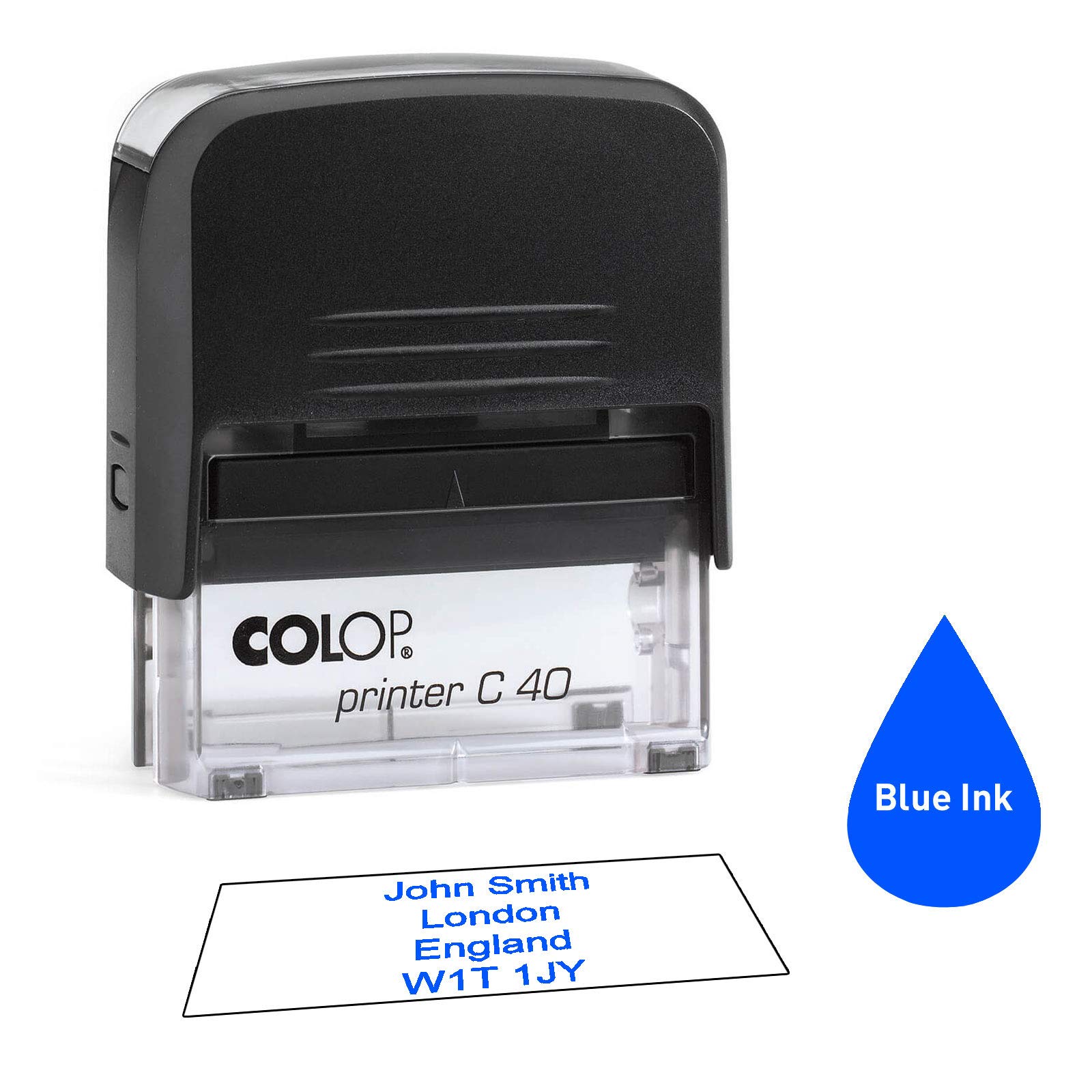 Colop C40 58 x 22mm - - Personalised Custom Made Self-Inking Business Address Rubber Stamp - Up to 5 Lines of Text Same Day Dispatch if Ordered Before noon