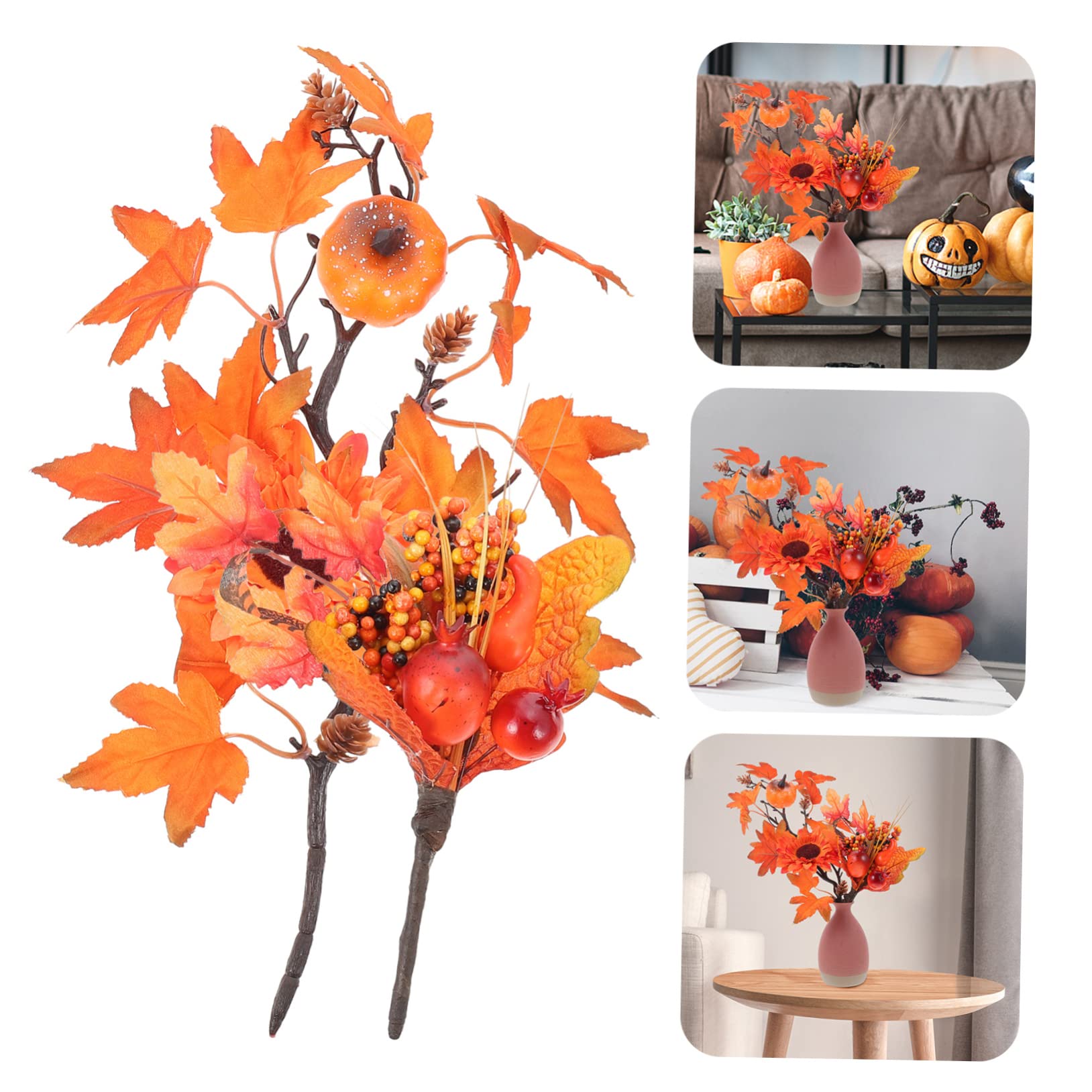 PRETYZOOM 8 STK Kürbis-Ahorn-Zweige herbstdeko Halloween Dekoration gefälschte Halloween-Pflanze künstliches Ahornblatt gefälschte Ahornblätter Kürbis -Kürbisblatt-Picks Plastik