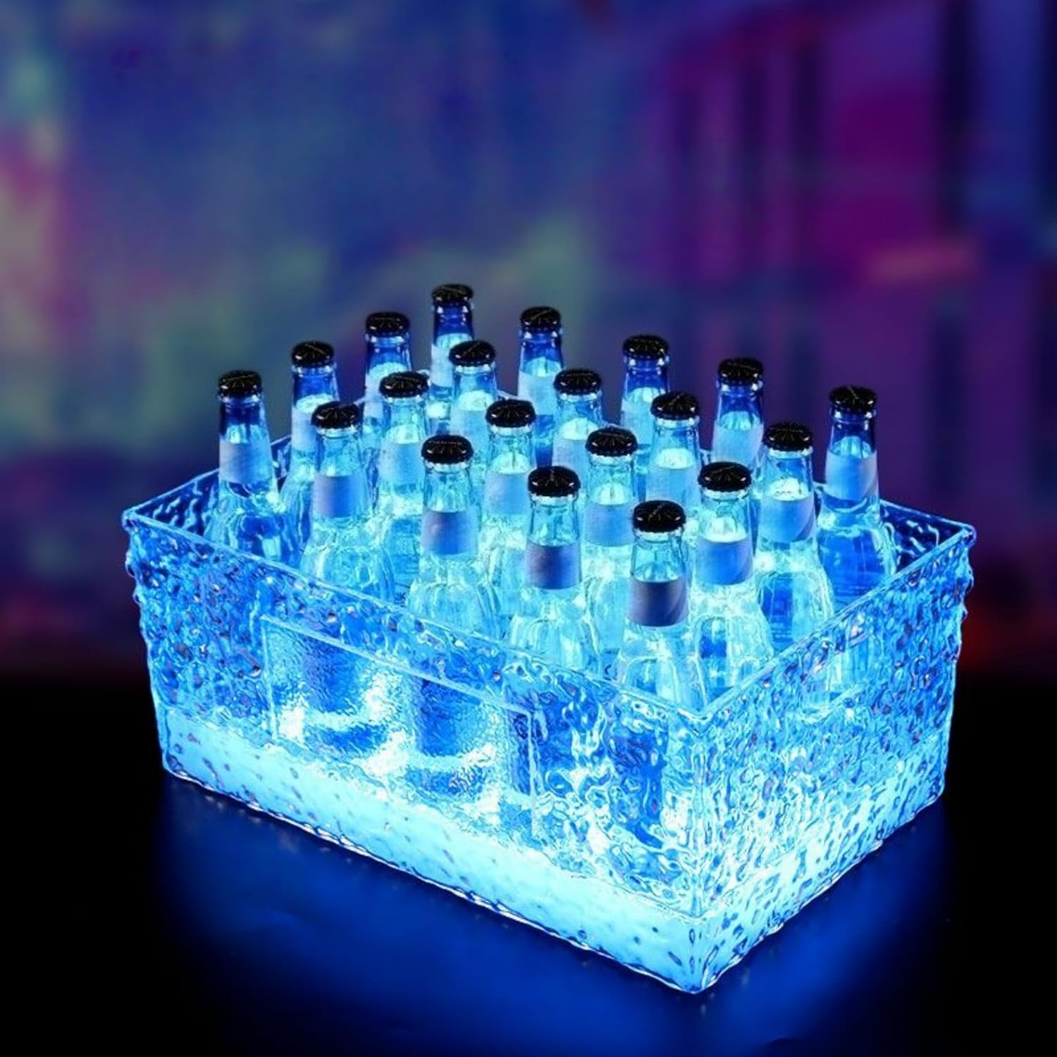 光る ワインクーラー 大型 長方形 台座付き マルチカラー 充電式