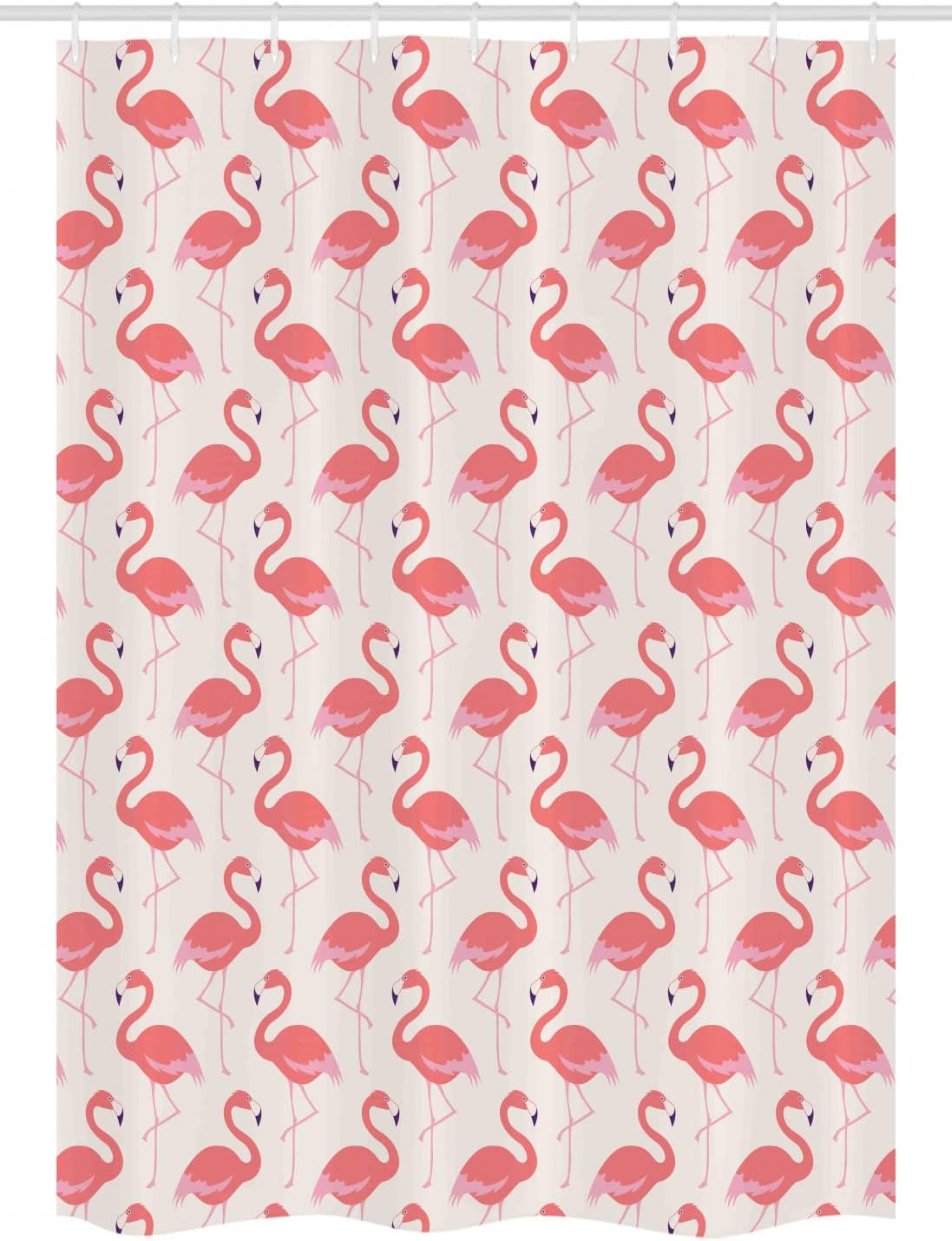 Ambesonne Flamingo Stall Shower Curtain, Ornamental Feminine Style Bird Pattern Exotic Hipster Design, Fabric Bathroom Decor Set with Hooks, 54" W x 78" L, Salmon Coral