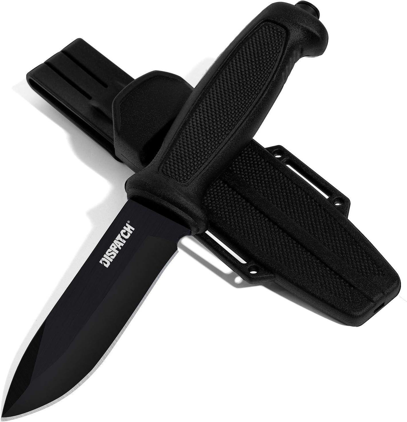 DISPATCH Tactical Fixed Blade Knife Bushcraft Survival Hunting Tool, Non-slip Stylish Handle, with Practical Kydex Sheath, for Camping, Hunting, Adventure, 9'' Closed : Tools & Home Improvement