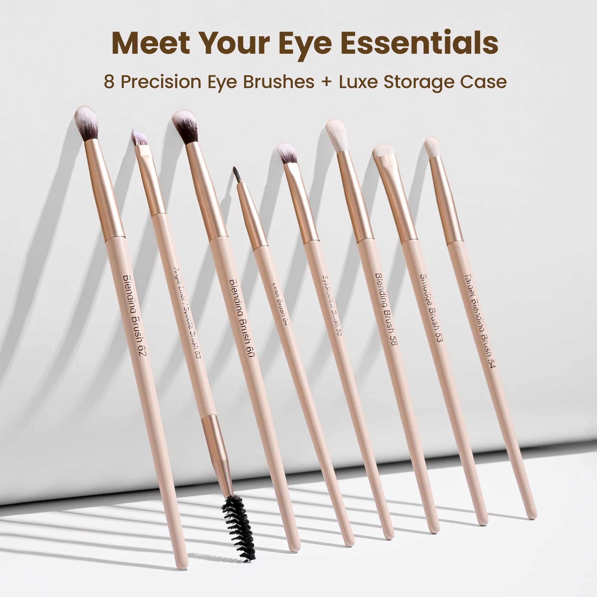Milagro Beauty Eye Essential - Set di pennelli da trucco, include pennelli per sfumatura, ombretto, eyeliner, sfumature, pieghe grandi, matita, evidenziatore, occultamento e fondotinta, con elegante