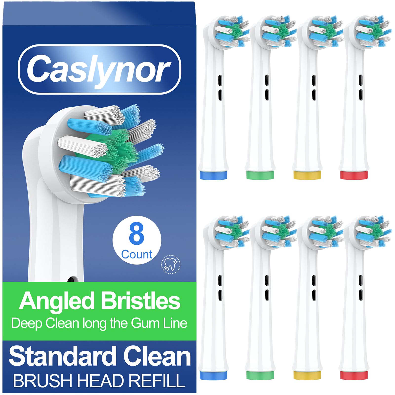 Cabezales de repuesto compatibles con cepillo de dientes eléctrico Oral B, limpieza de dientes superior con cerdas cruzadas, 8 unidades, color blanco