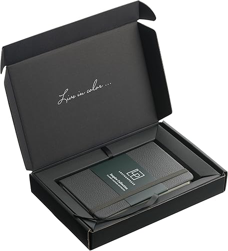 Miniatura 6 de Cuaderno clásico de cuero, tapa dura, cierre elástico, páginas con rayas estrechas, colección Inspire