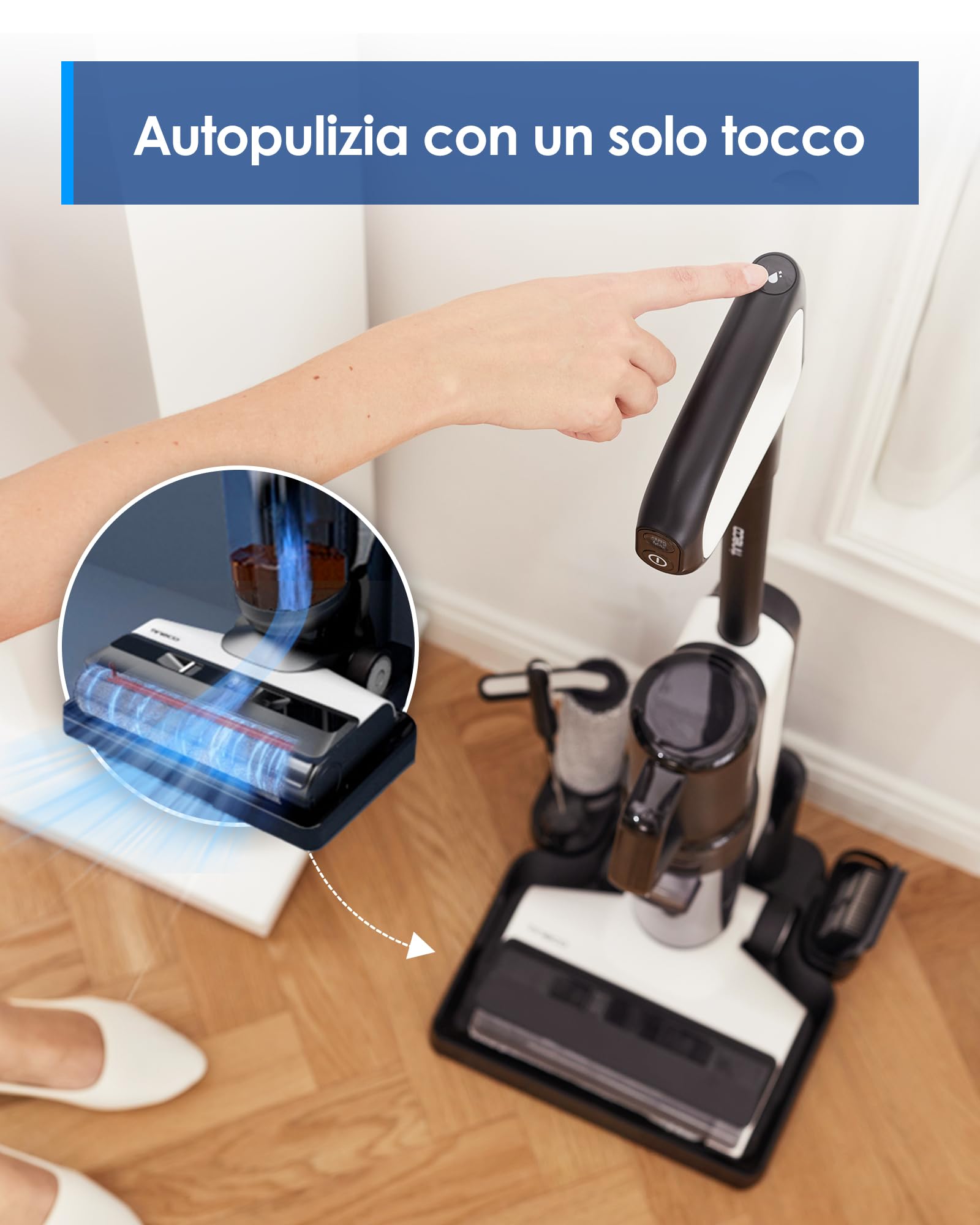 Tineco FLOOR ONE S5 Combo Power Kit 3-in-1 Lavapavimenti, Aspirapolvere Intelligente per Bagnato e Asciutto, Aspirabriciole, per Peli di Animali Domestici, Display, App e Assistente Vocale