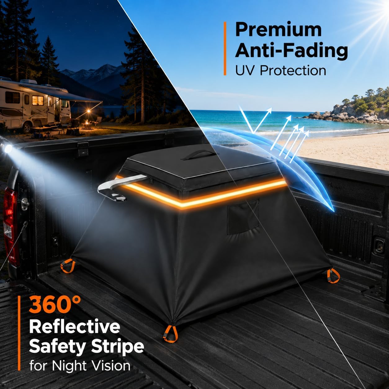 5th Wheel Hitch Cover 35"x35"x20", Heavy Duty 600D Waterproof Trailer Hitch Cover with Tape-Sealed Seams, Zipper & Air Vents, Fits 15K-26K Fifth Wheel Hitches