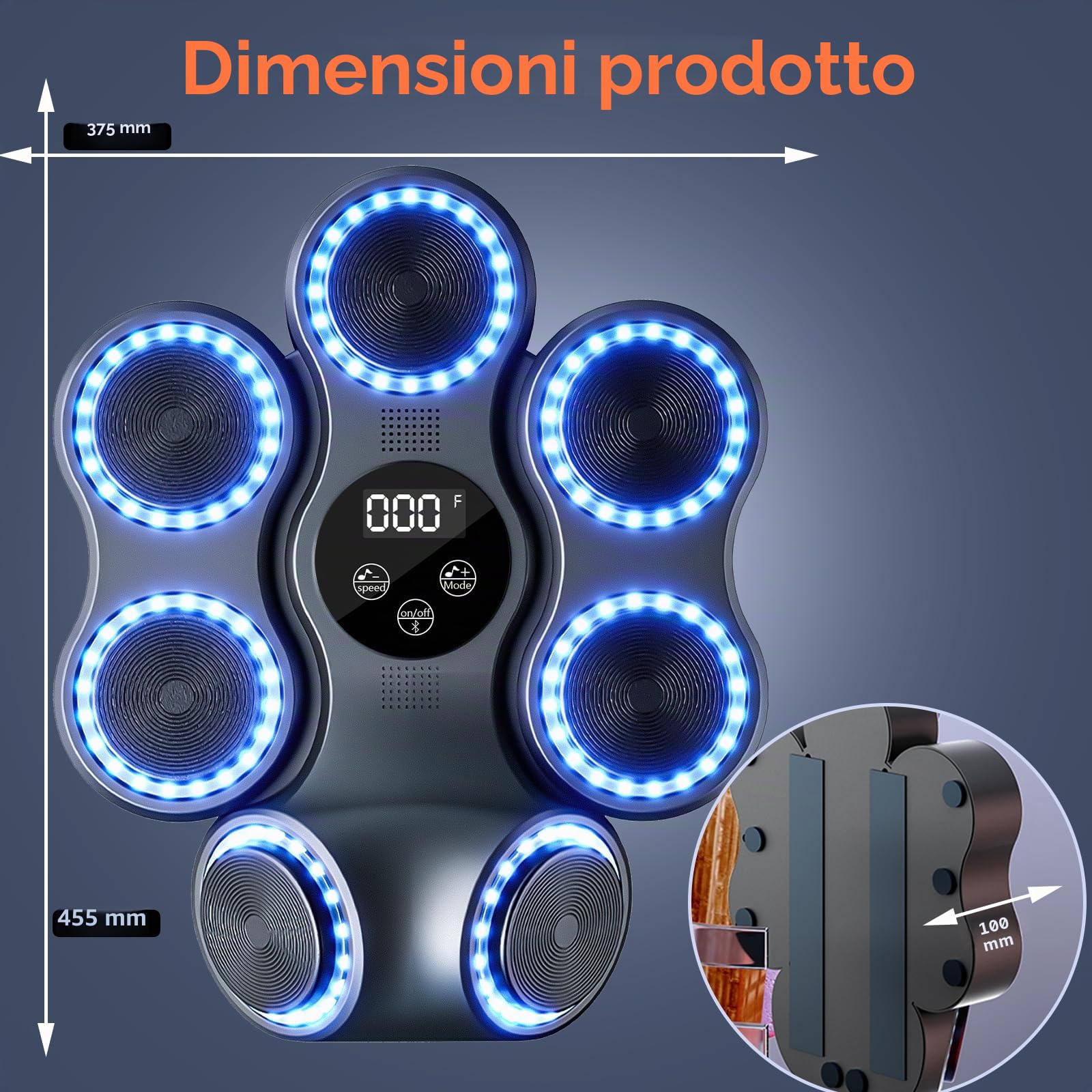 Music Boxing Machine per adulti, montaggio a parete, luce LED Bluetooth, macchina da boxe musicale