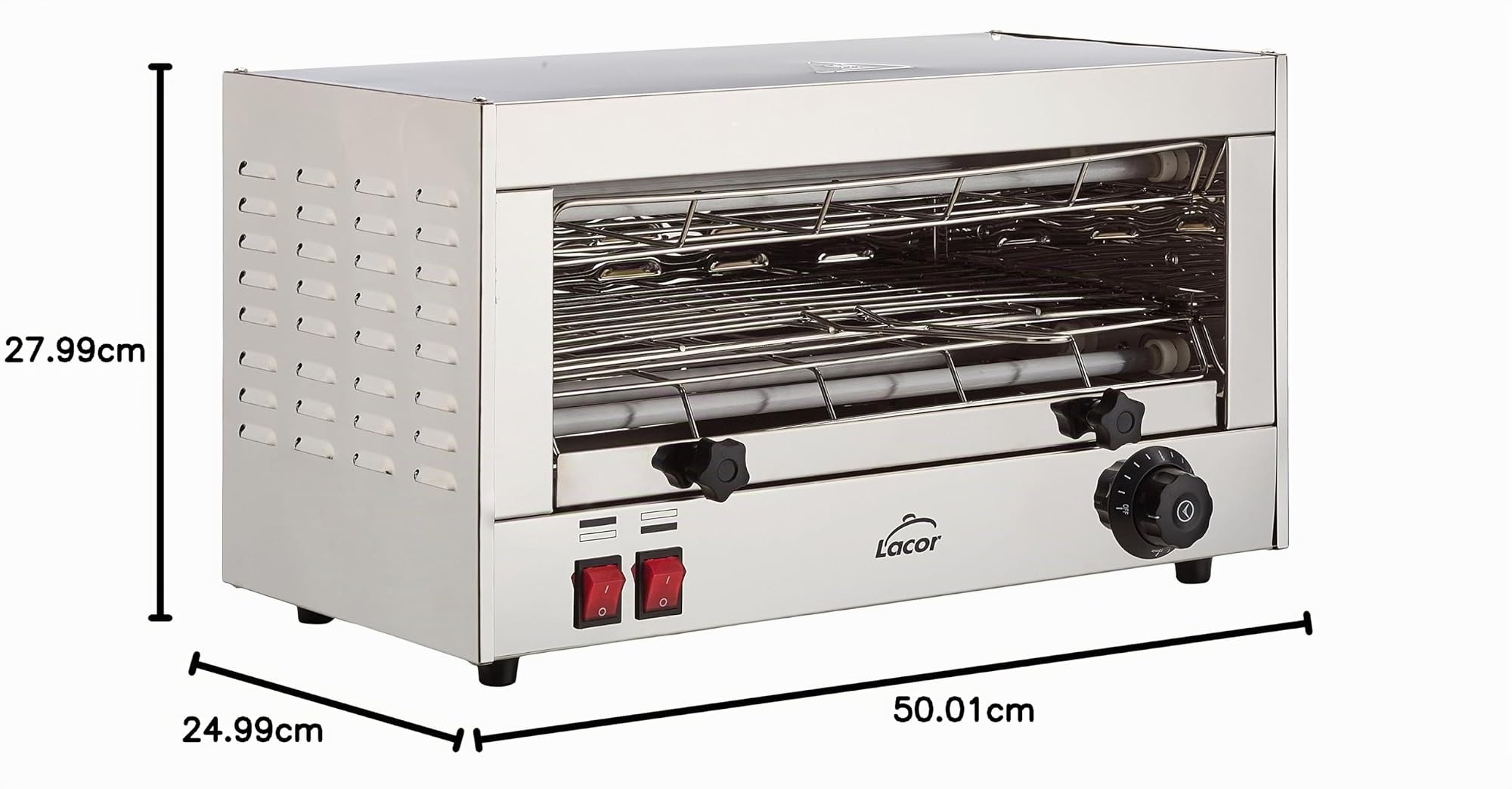 LACOR 69172 Tostapane Elettrico Orizzontale Grill Simple, Grigio, 2400 W, Metallo, Inox