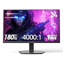 Minifire Monitor Gaming 24″ FHD 180Hz, IPS, 1ms,Adaptive Sync,110% sRGB, Mmonitor per computer da gioco, Schermo PC Anti-Flicker & Less Blue Light, 2xHDMI 2.0, 1xDP 1.4 Port(MFG24F4 cavo HDMI inclusi)